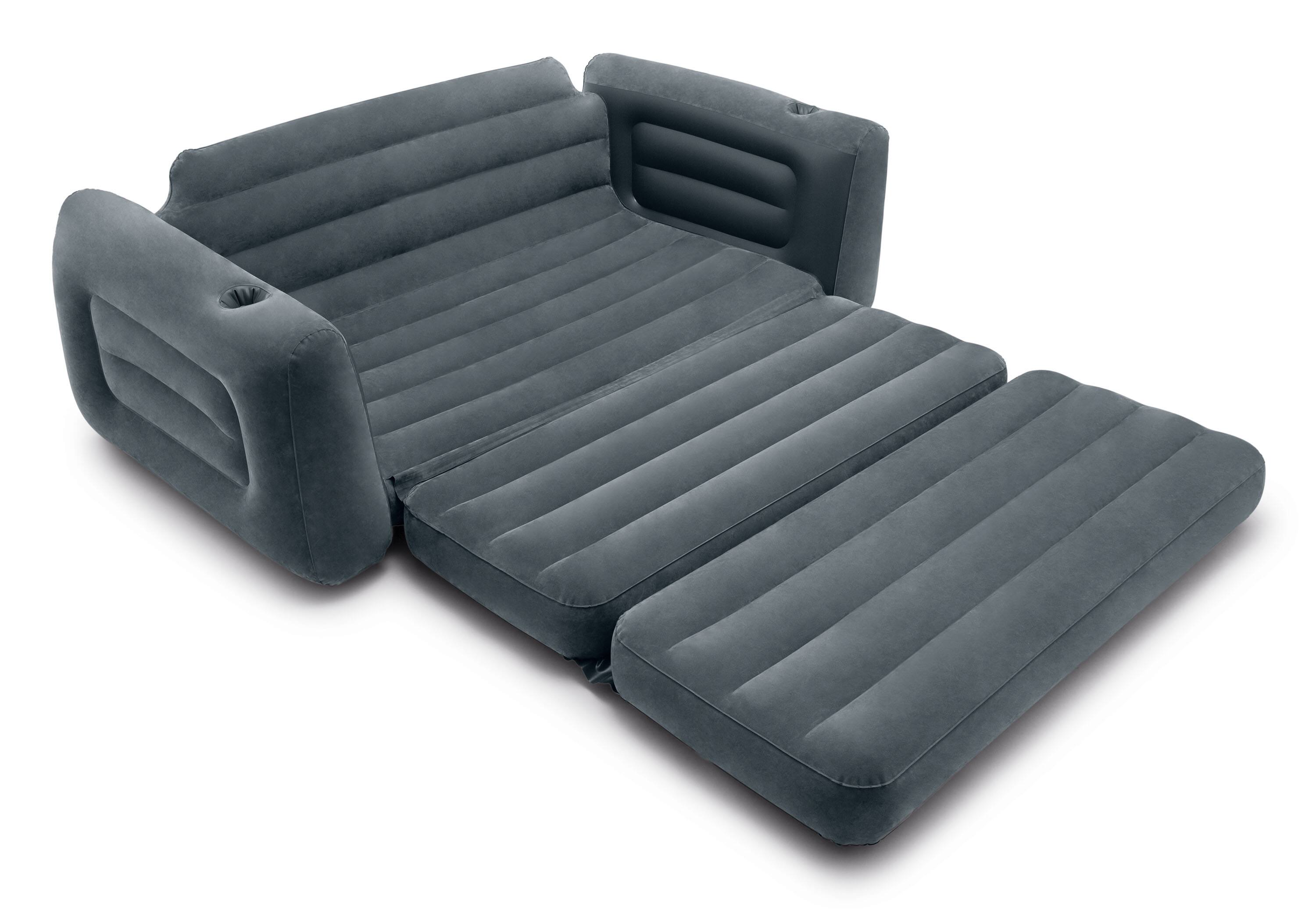 Alt View 4. Intex - Intex Inflatable Pull-Out Sofa Bed Sleep Away Futon Couch, Queen, Gray (2 Pack) - Charcoal gray.
