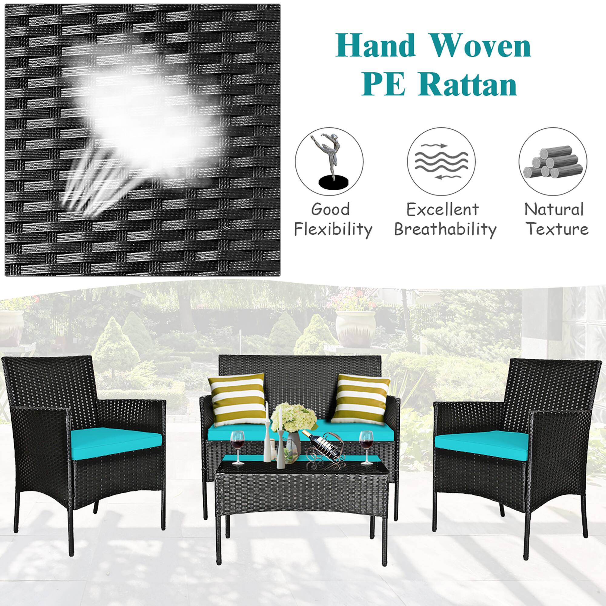 Hand Woven PE Rattan, Good Flexibility, Excellent Breathability, Natural Texture