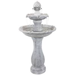 Sunnydaze - Arcade Resin Outdoor 2-Tier Solar Fountain with Battery - White