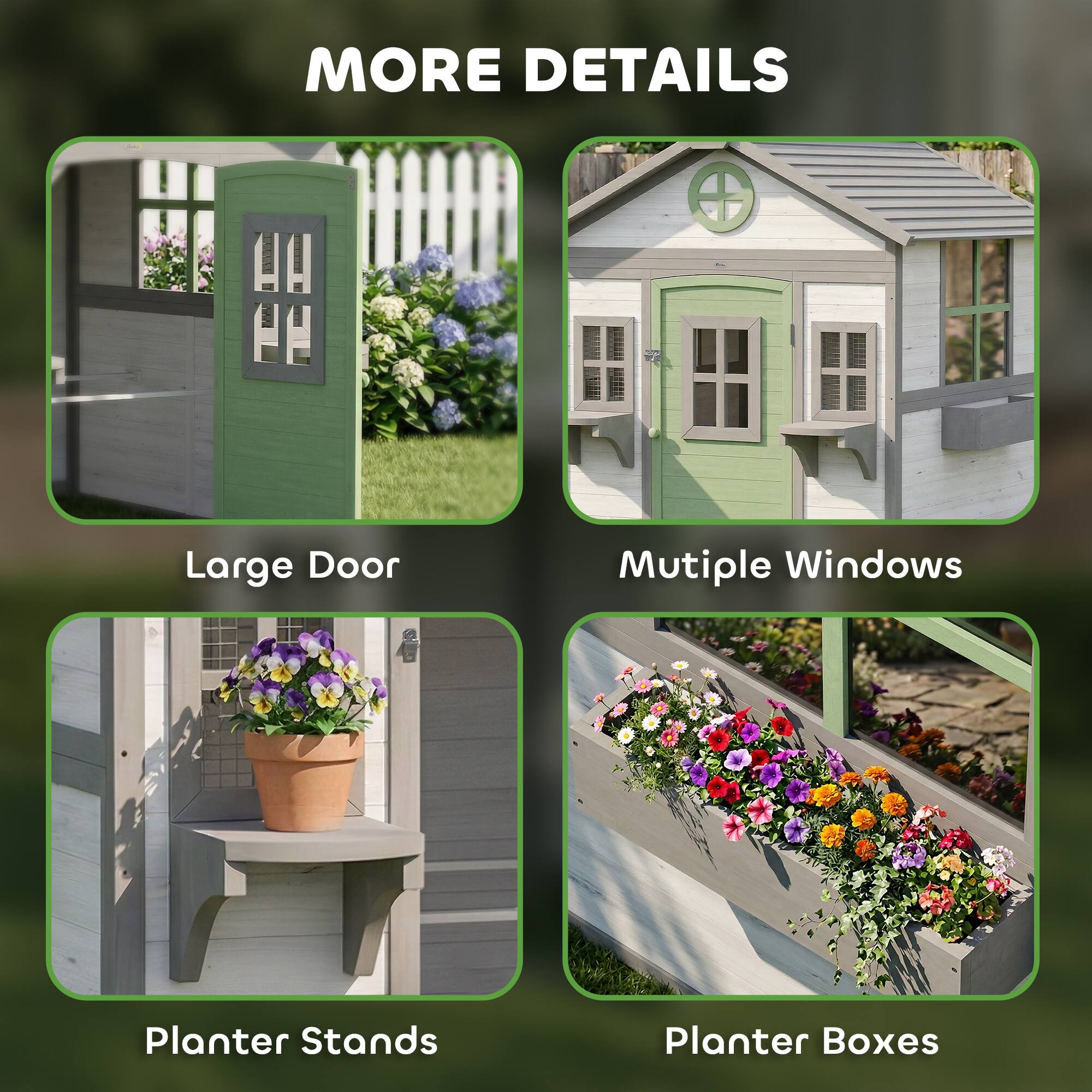 MORE DETAILS

- Large Door
- Multiple Windows
- Planter Stands
- Planter Boxes
