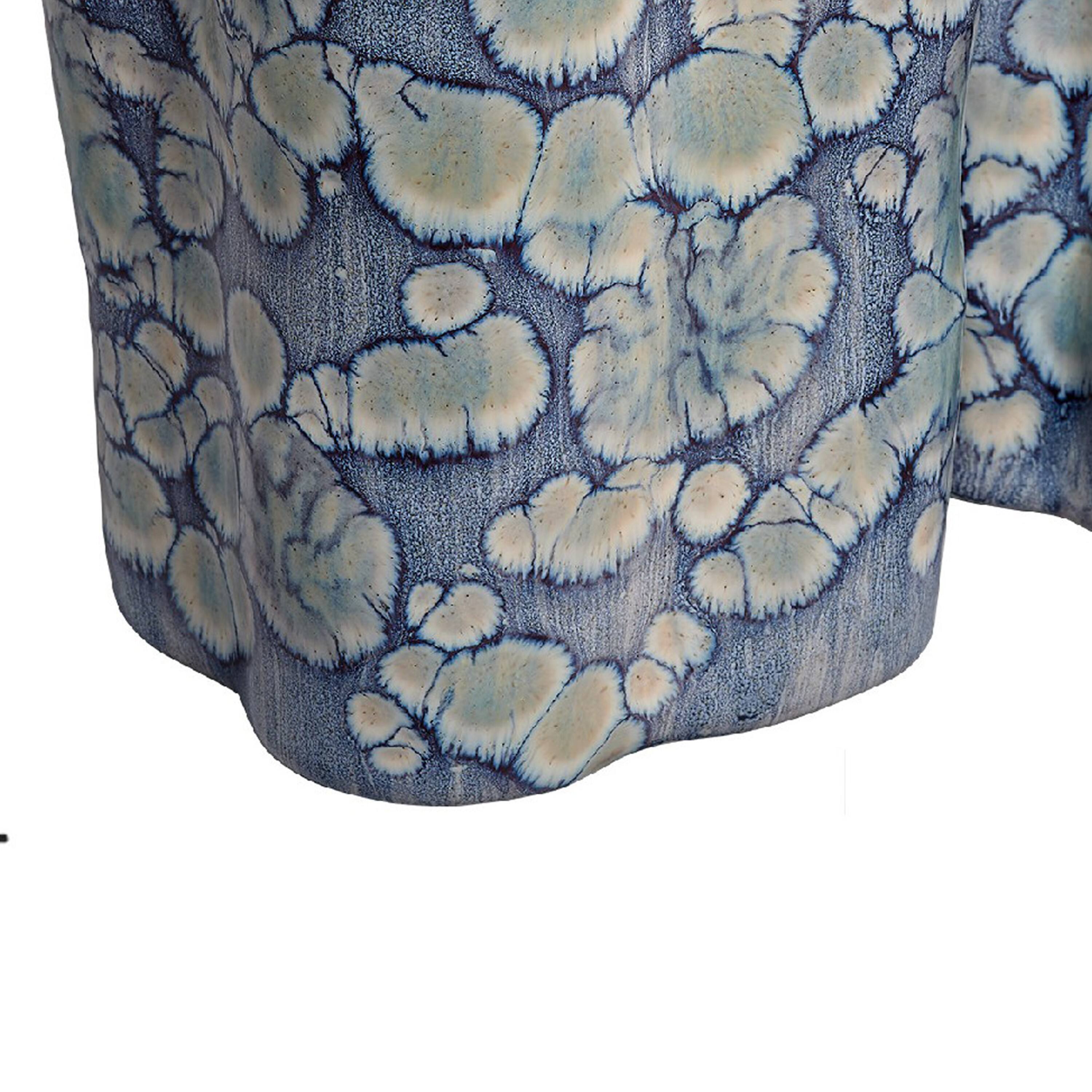Back. Manhattan Lane - Gipo Decorative Flower Vase Set of 2, Ruffled Body,   Ceramic - Blue, White.