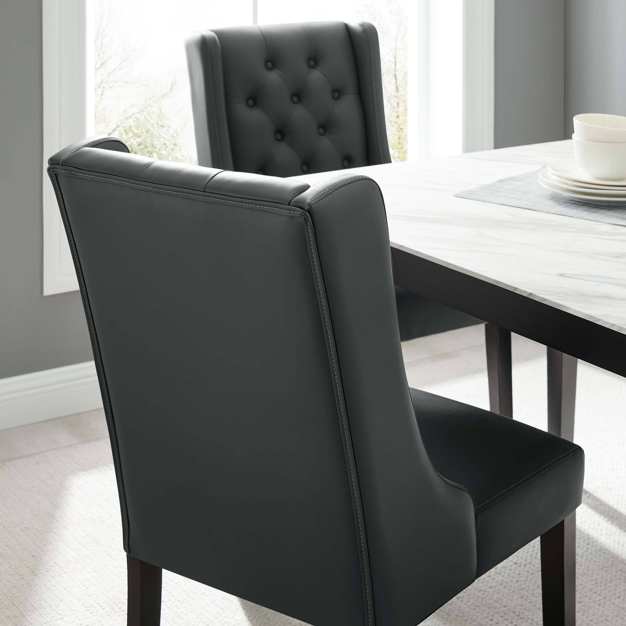 Alt View 4. Modway - Baronet Button Tufted Vegan Leather Dining Chair by Modway - Gray.