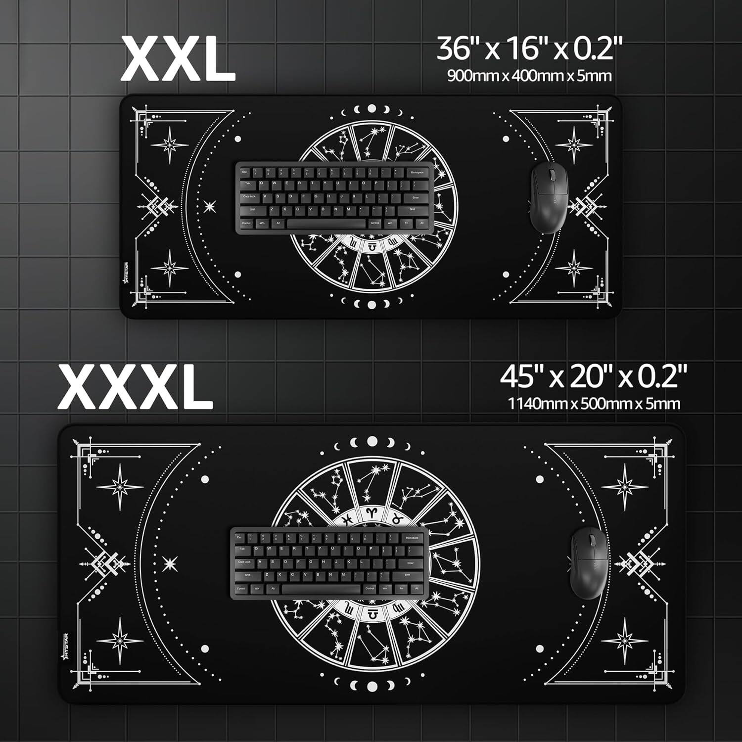 XXL 36" X 16" X 0.2" 900mm x 400mm x 5mm  
XXXL 45" X 20" X 0.2" 1140mm x 500mm x 5mm