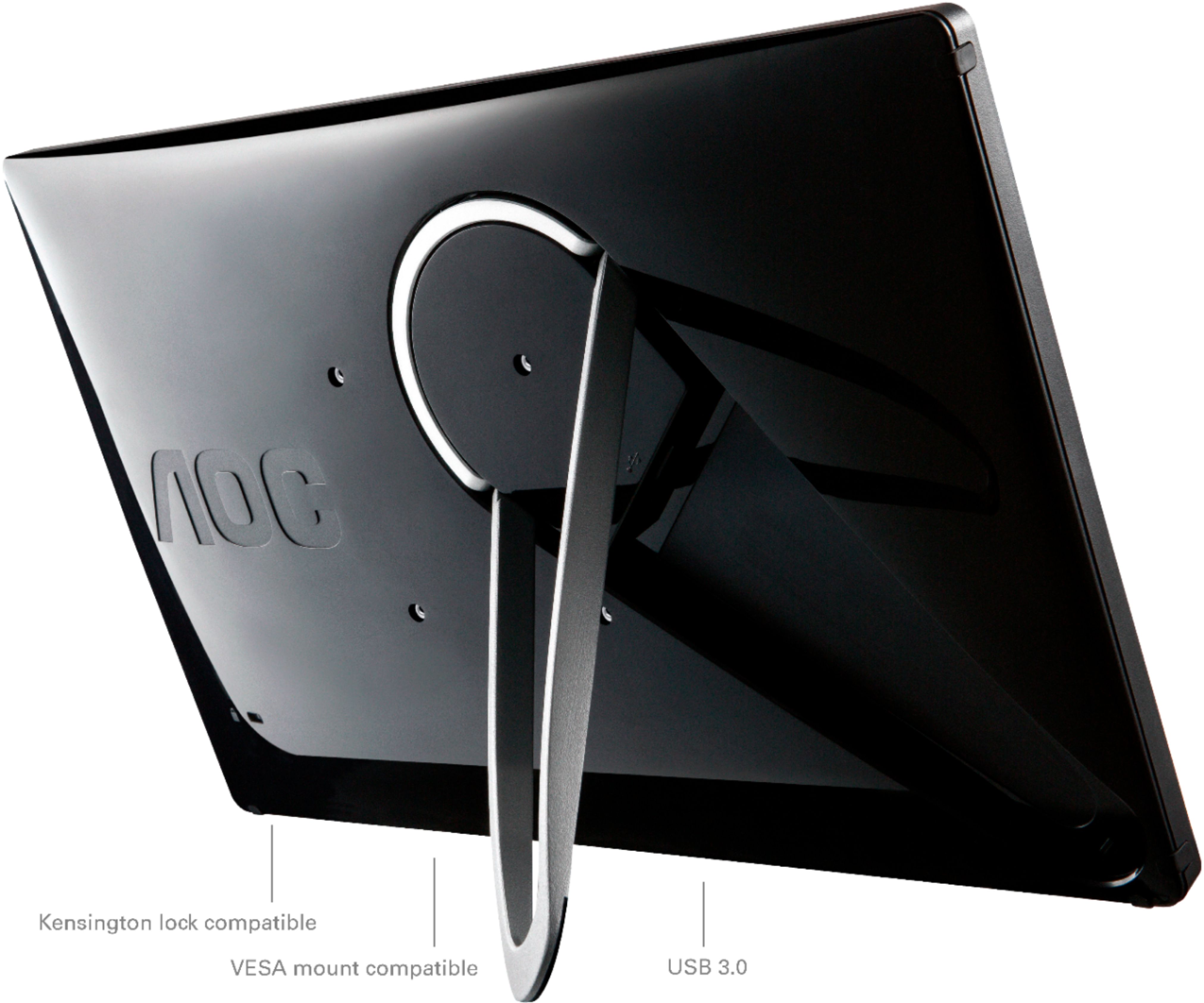 Back View: AOC - E1659FWU 15.6" USB-3.0 Portable LED HD Monitor (USB) - Glossy piano black