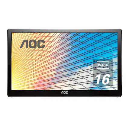 Front. AOC - E1659FWU 15.6" USB-3.0 Portable LED HD Monitor (USB) - Glossy Piano Black.