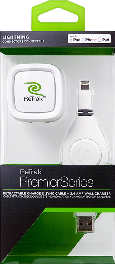 Alt View 1. ReTrak - USB Wall Charger - White.