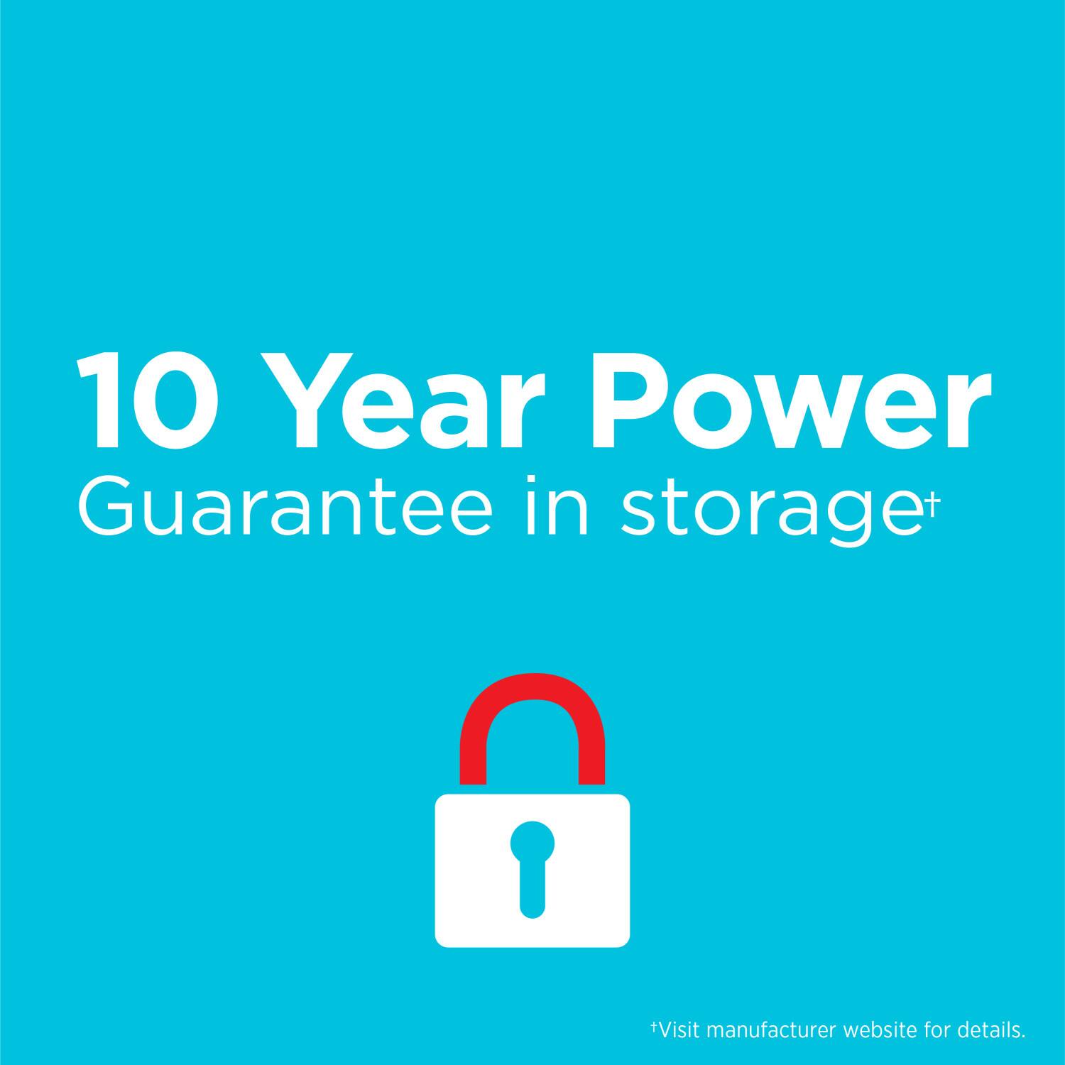 10 Year Power Guarantee in Storage: Visit manufacturer website for details.