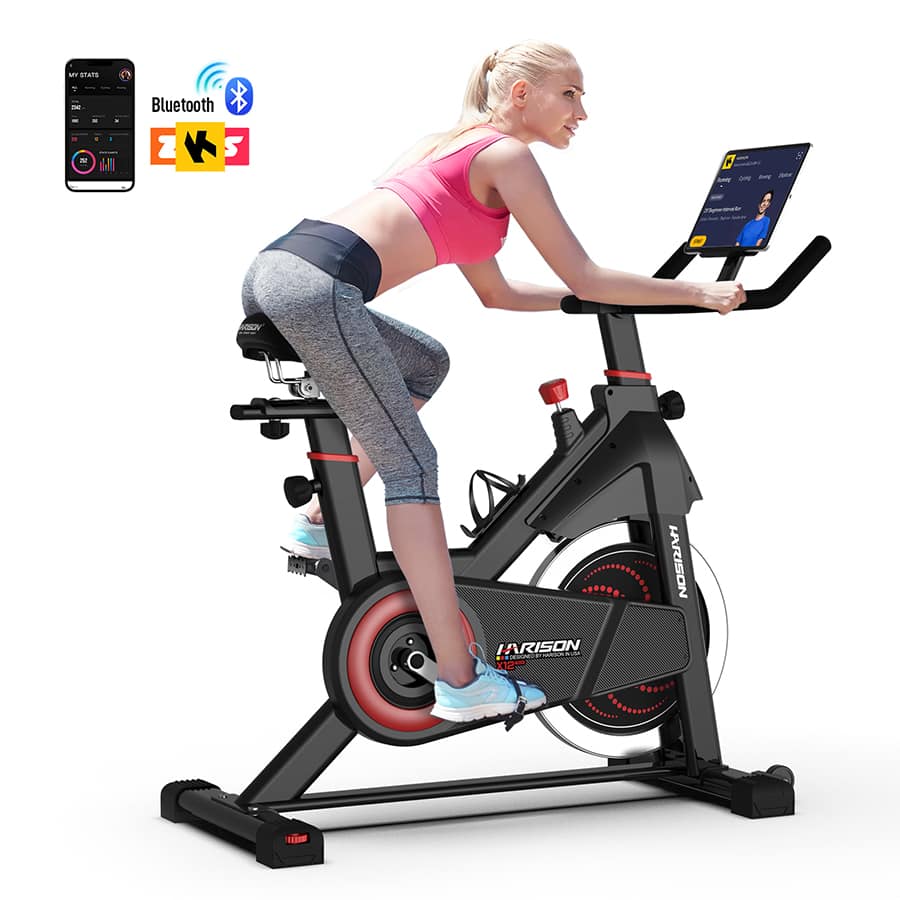 HARISON - Magnetic Exercise Bike for Home 380 LB Capacity with Bluetooth, Stationary Bike with iPad Holder (HR-X12 - Black
