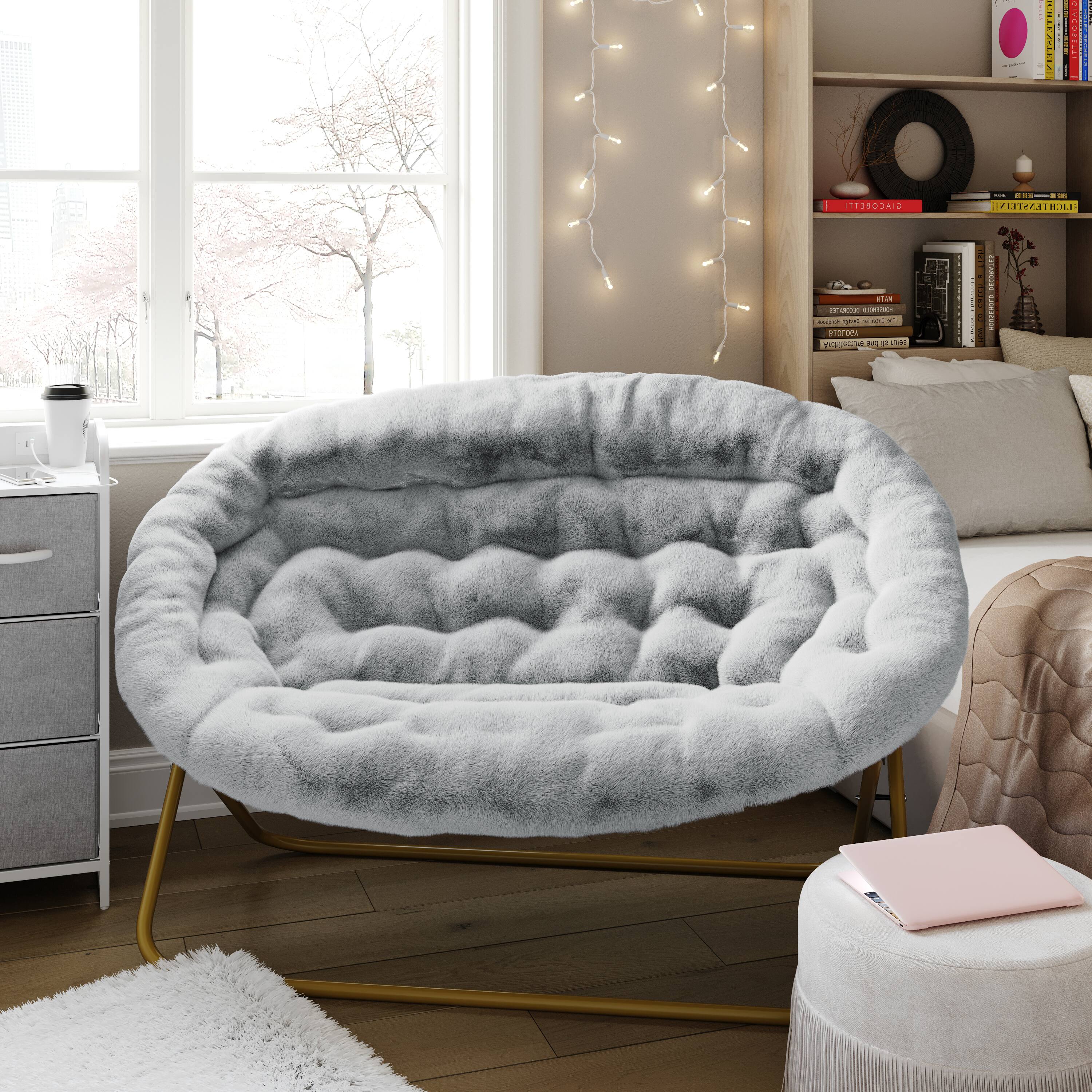 Emma + Oliver Janey Folding Double Saucer Chair with Steel Frame for ...