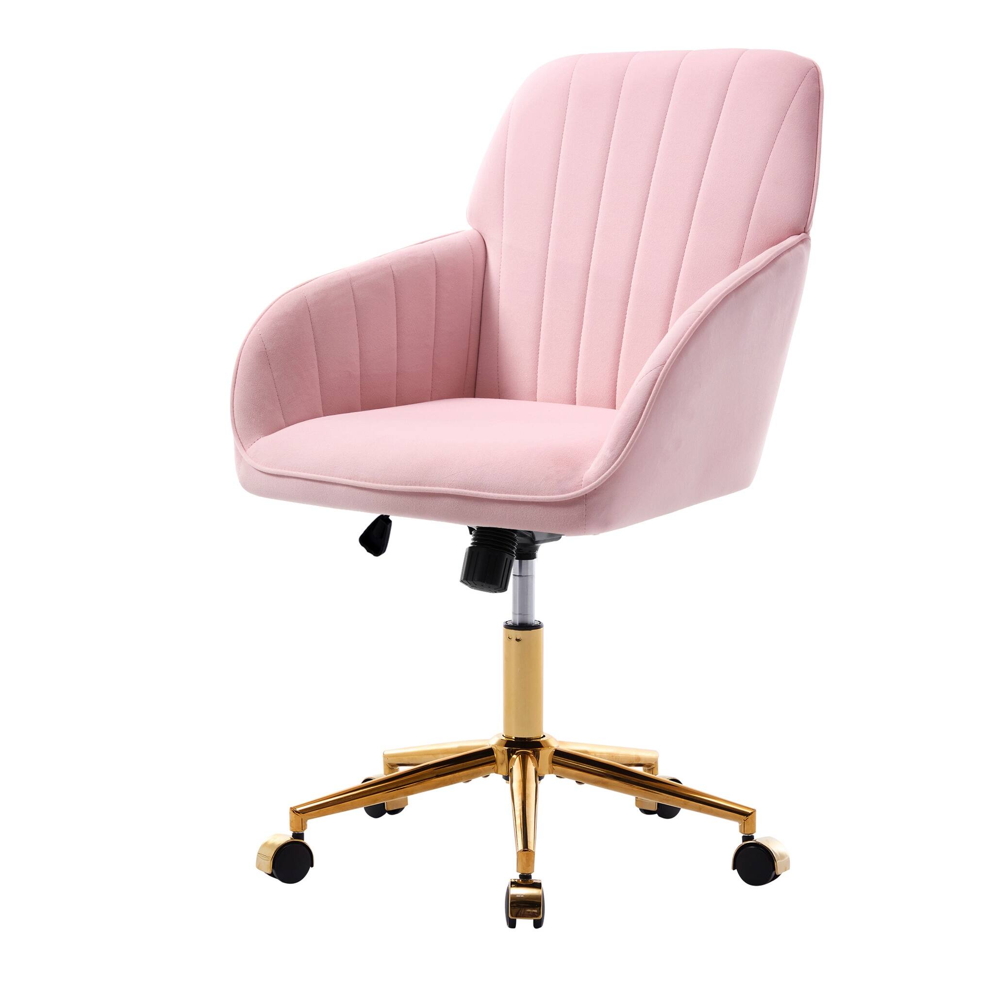 Alt View 6. Forest'nSky - Gold Metal Adjustable Office Chair with Ergonomic Swivel Chair, Backrest Seat,Baby Pink - Baby Pink.