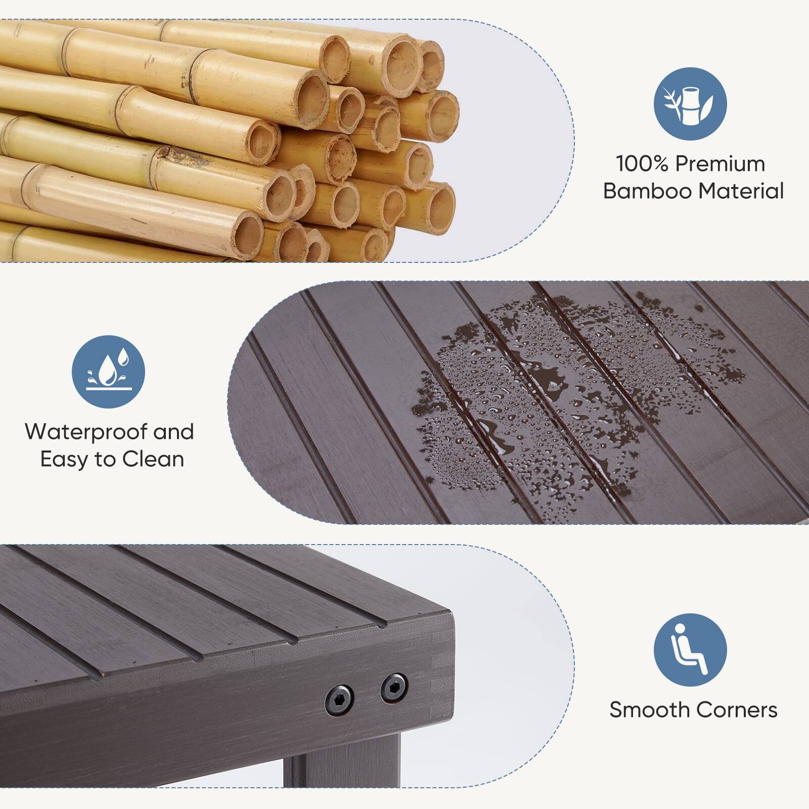 100% Premium Bamboo Material  
Waterproof and Easy to Clean  
Smooth Corners