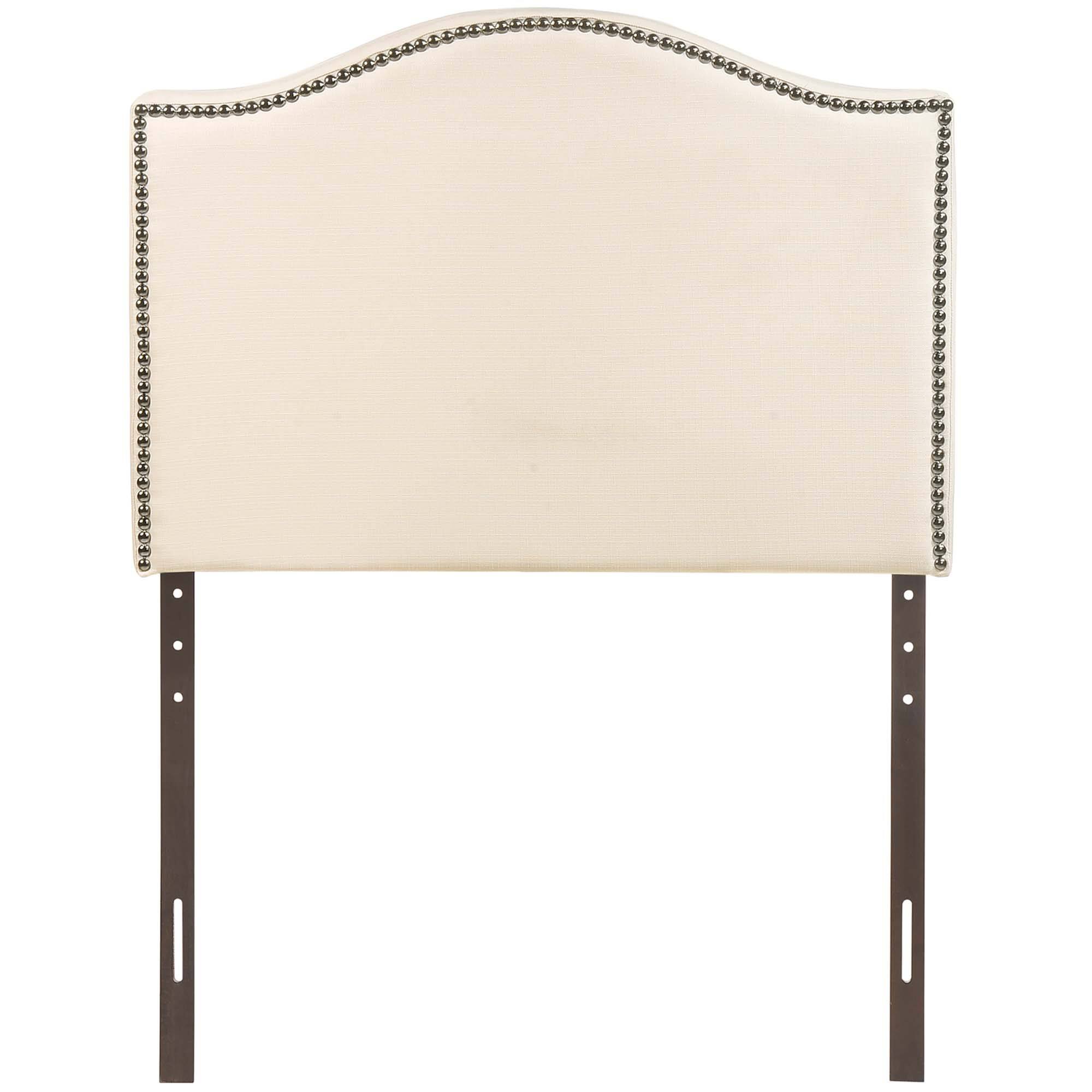Alt View 2. Modway - Curl Nailhead Upholstered Twin Headboard by Modway - White.