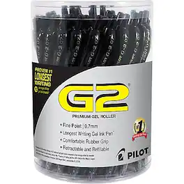 Pilot - G2 Retractable Gel Pens, Fine Point, 0.7mm, Black Ink, 36/Pack (84065)
