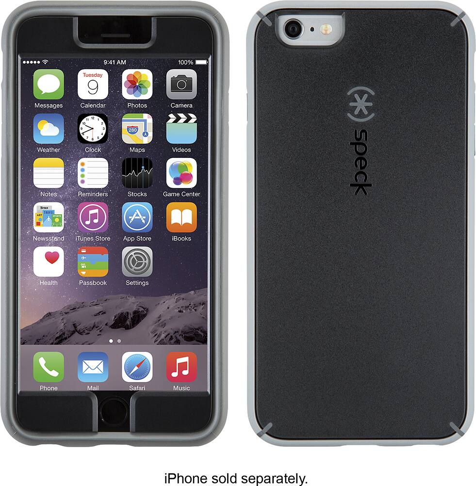 Front. Speck - MightyShell Case and Faceplate for Apple® iPhone® 6 Plus and 6s Plus - Black/Gray.