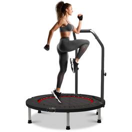 Ainfox - 40"Foldable Mini Trampoline Fitness for Adults with Bar Fitness Indoor Height Adjustable Max 330lbs - 40inch-Red