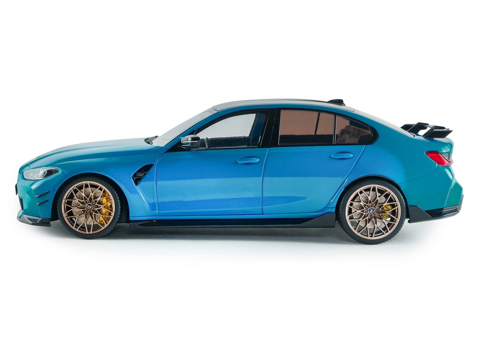 Alt View 2. Solido - 2024 BMW M3 Competition Daytona Beach Blue with Carbon Top 1/18 Diecast Model Car by Solido.