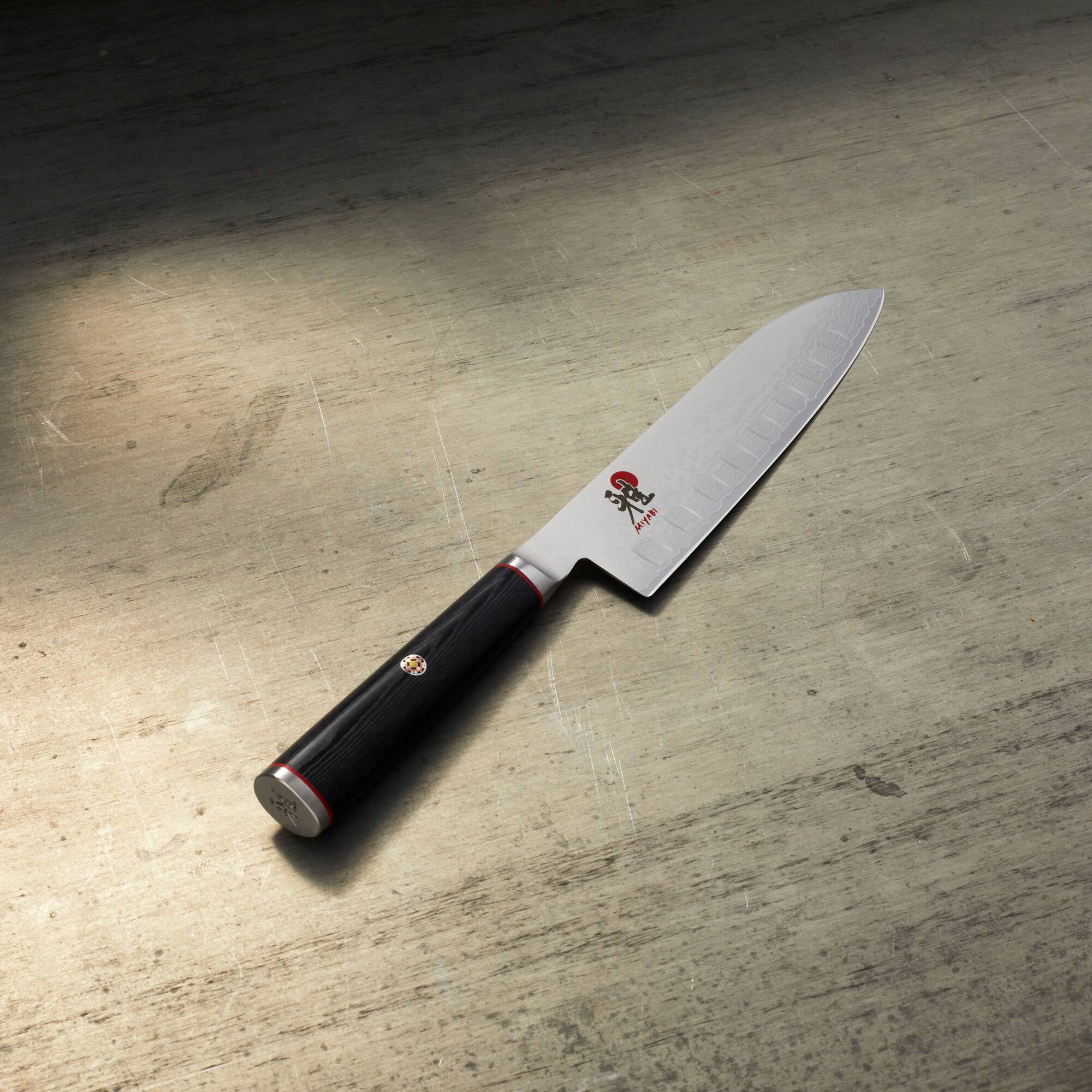 Alt View 2. Miyabi - Miyabi Kaizen 5.5-inch Hollow Edge Santoku Knife - Stainless Steel.