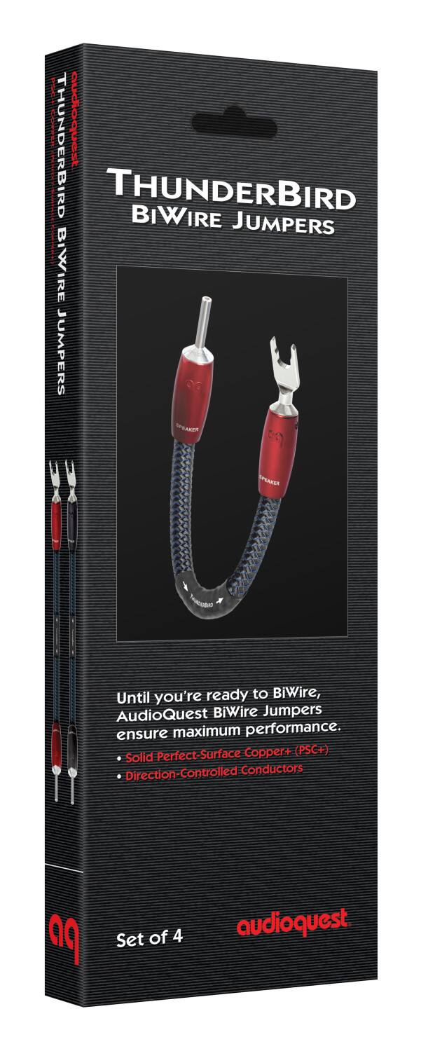 The text on the image is:

"Until you're ready to BiWire, AudioQuest Thunderbird BiWire Jumpers ensure maximum performance. Perfect-Surface Copper+ (PSC+) Solid Direction-Controlled-Conductors Conductors po Set of 4 audioquest."

Corrected text:

"Until you're ready to BiWire, AudioQuest Thunderbird BiWire Jumpers ensure maximum performance. Perfect-Surface Copper+ (PSC+) Solid Direction-Controlled-Conductors Conductors po Set of 4 audioquest."