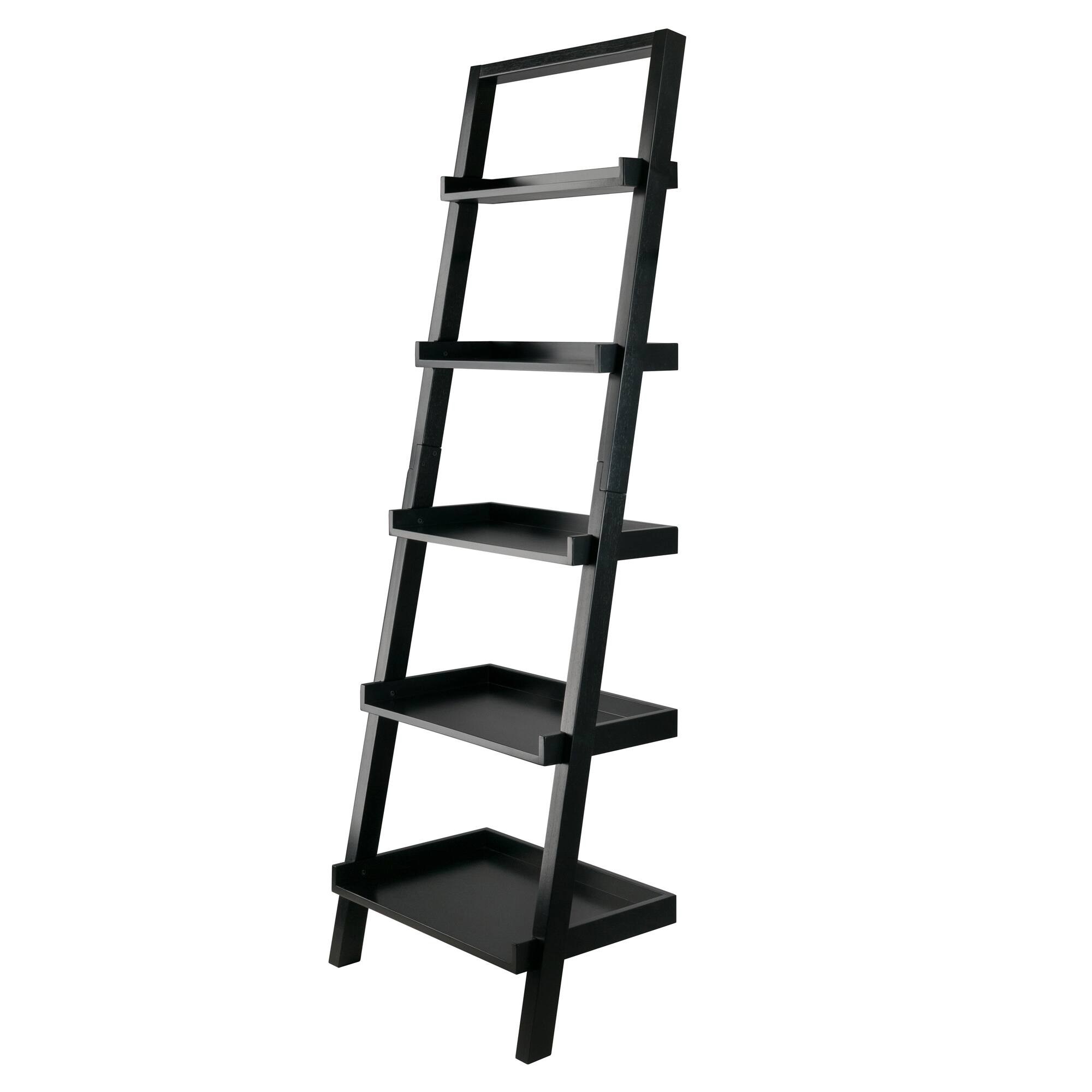 Front. Winsome Wood - Bellamy 5-Tier Leaning Shelf - Black.