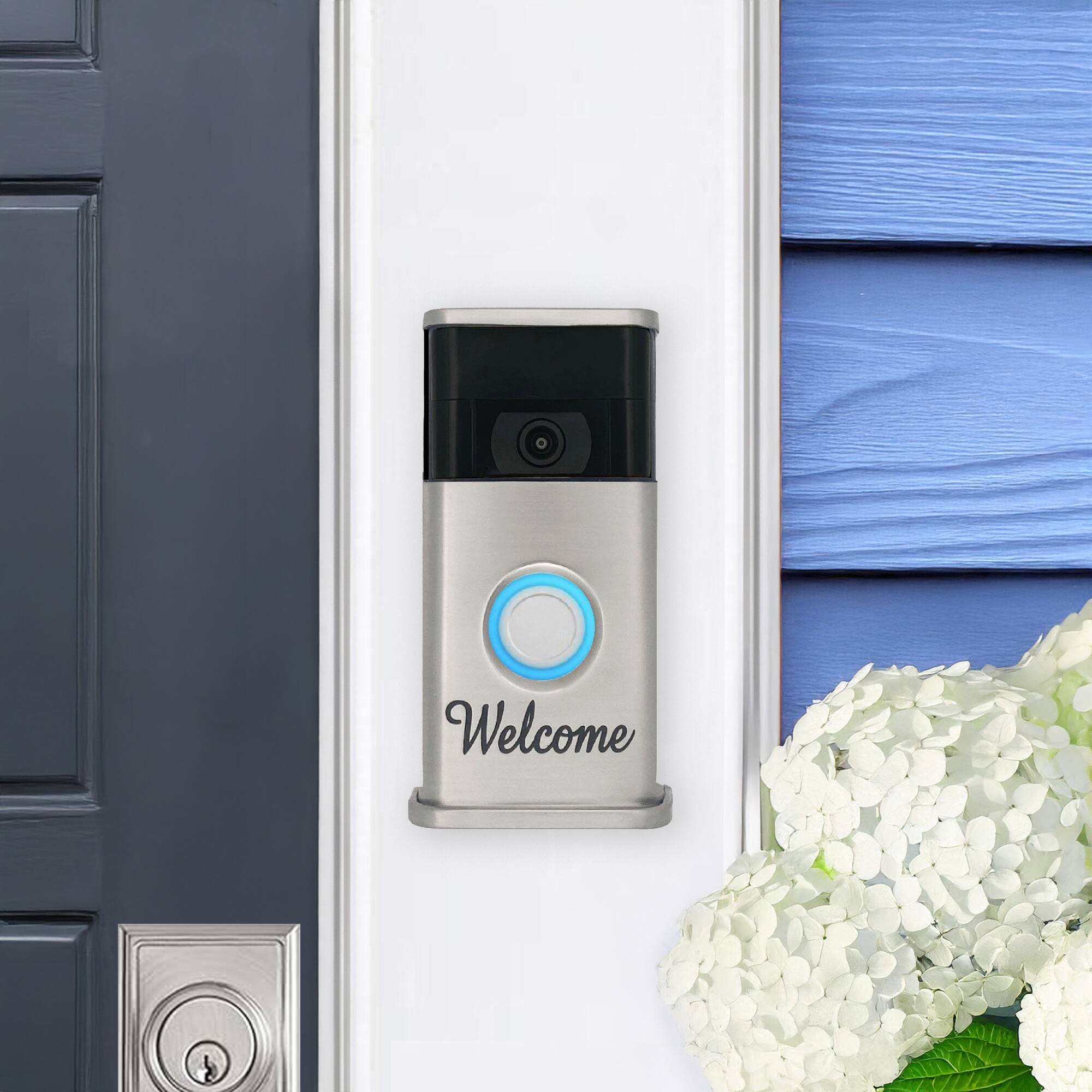 Alt View 3. Michael Healy - Welcome Video Doorbell Cover (Ring 2nd Gen) - Nickel Silver.