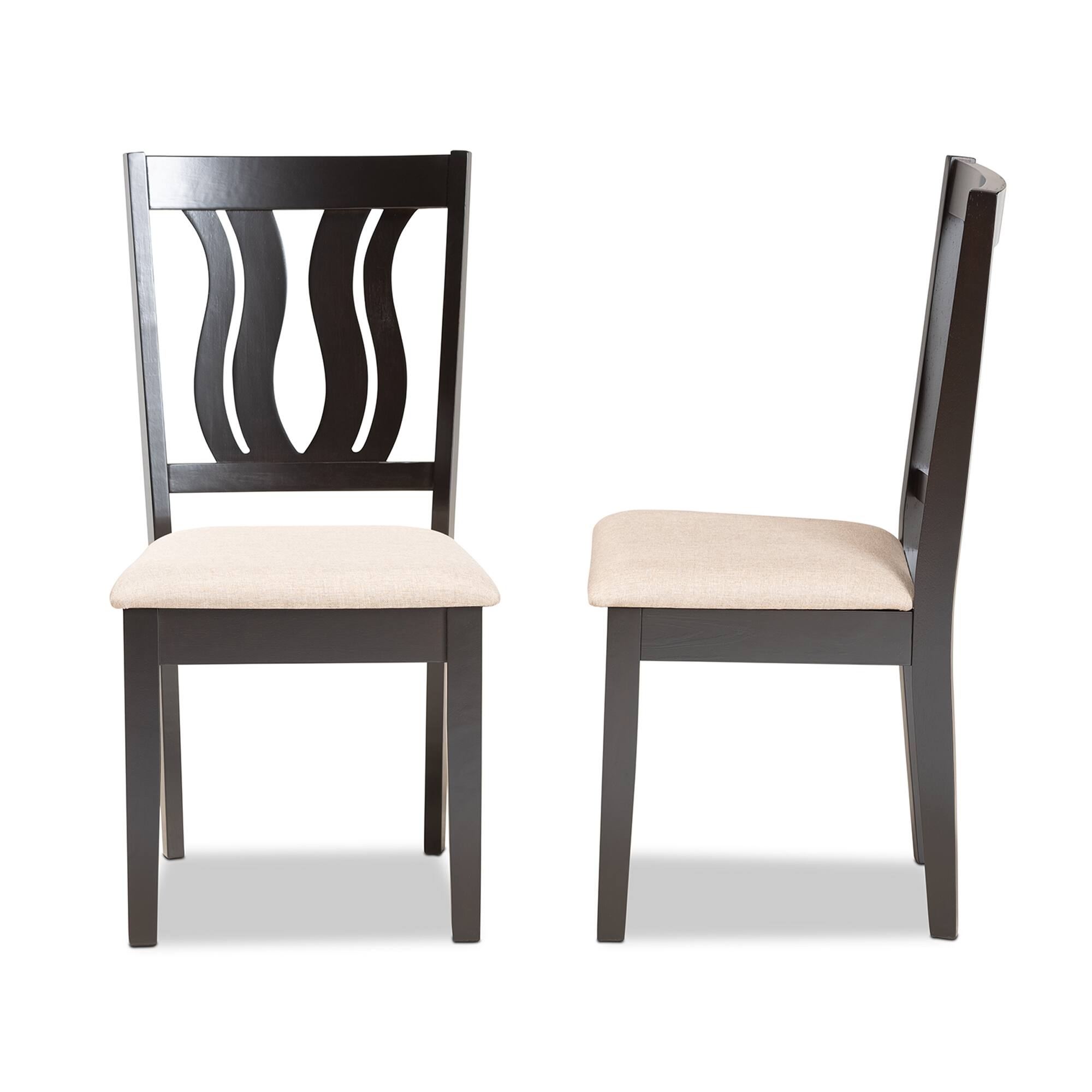 Left. Baxton Studio - Fenton Modern Fabric Upholstered and Finished Wood 2-Piece Dining Chair Set - Sand/Dark Brown.