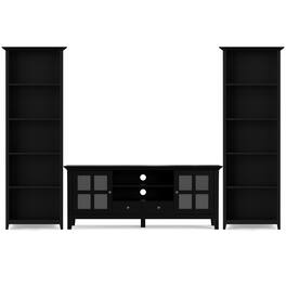 Simpli Home - Acadian 60 inch TV Stand with 26 inch 5 Shelf Bookcases (Set of 3) - Black
