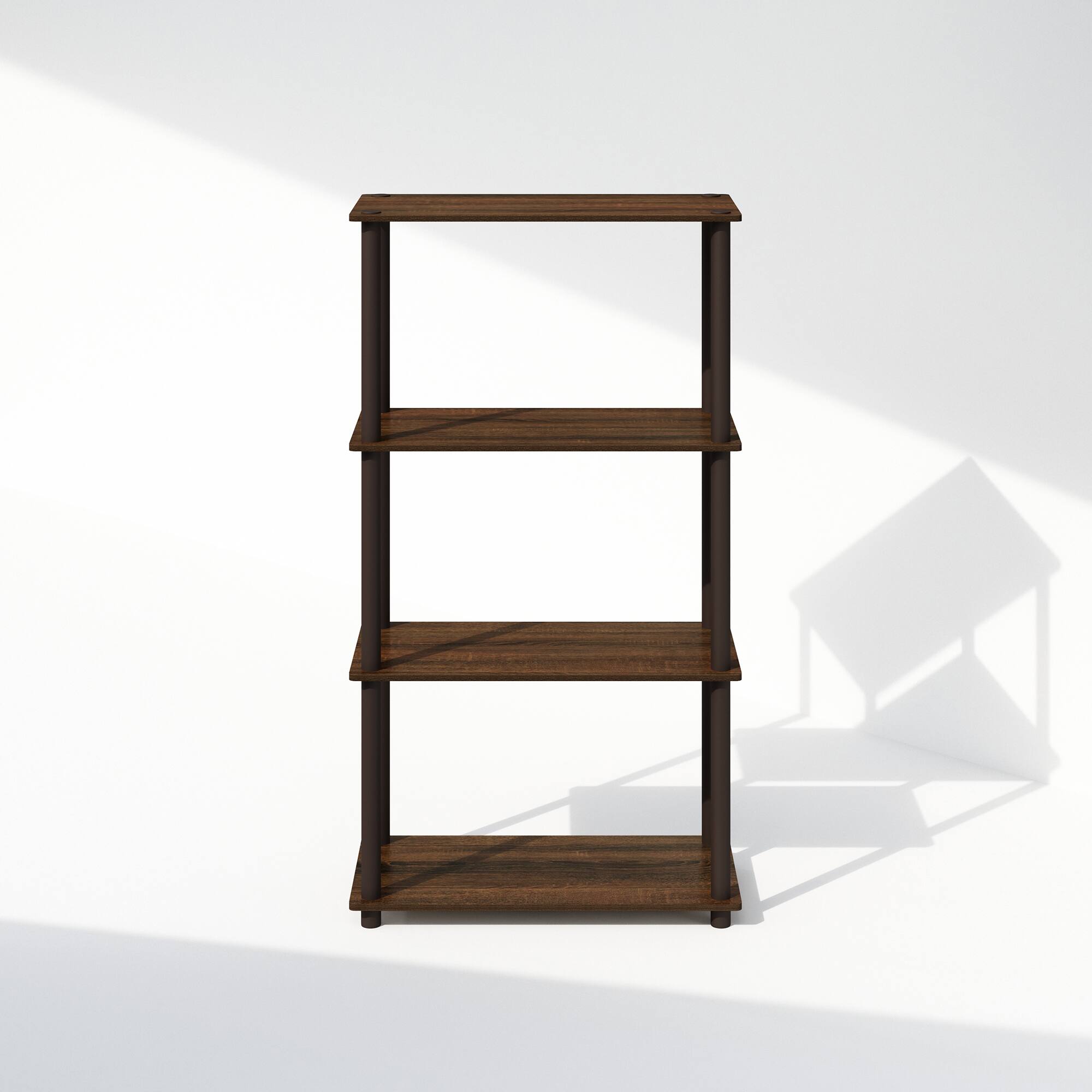 Alt View 1. Furinno - Turn-N-Tube 4-Tier Multipurpose Shelf Display Rack, Shelving Unit, Bookcase - Walnut/Brown.