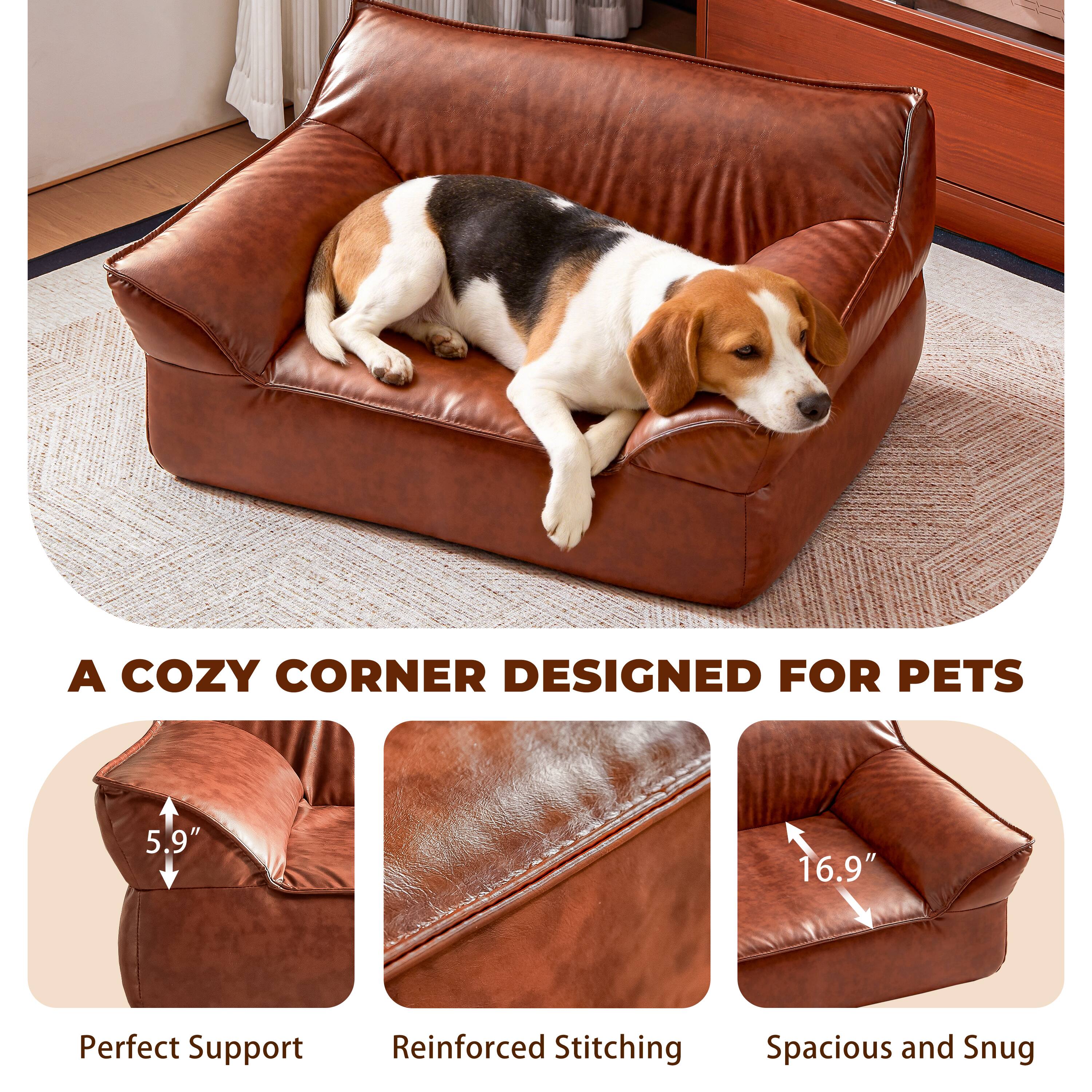 A COZY CORNER DESIGNED FOR PETS

5.9"  
16.9"  
Perfect Support  
Reinforced Stitching  
Spacious and Snug