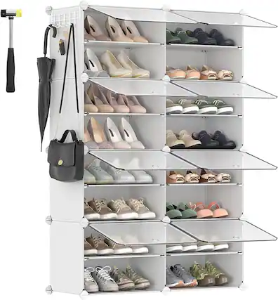Front. Songmics Home - 6-Tier Shoe Rack Organizer – Shoe Storage Cabinet for Closet and Entryway Holds 24 Pairs in White - 0.
