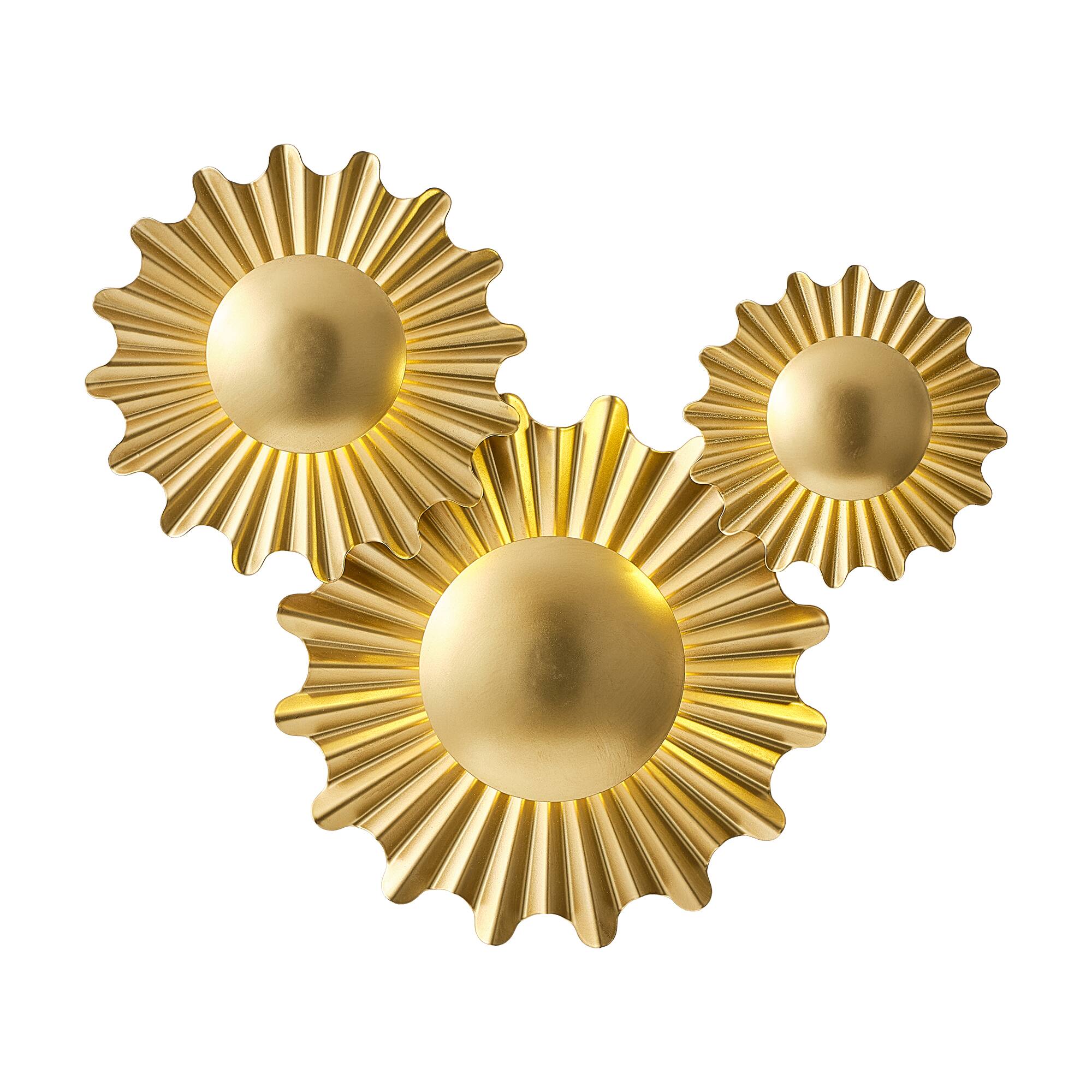 Alt View 2. Vaczon - 3-Light Integrated LED Sunburst Flush-Mounted Modern Vanity Light Fixture Wall Sconce for Bedroom and Entryway - Gold.