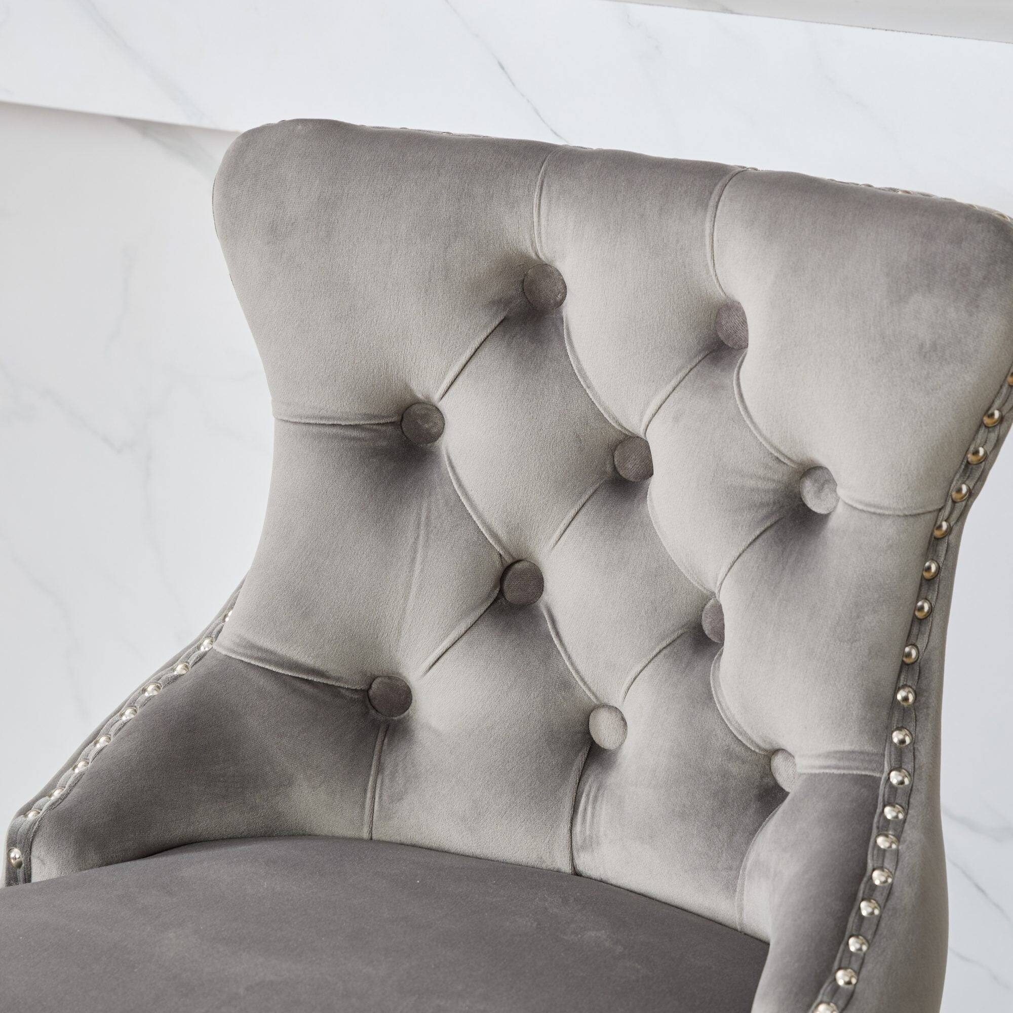 Alt View 6. Boyel Living - Swivel Velvet Bar Stools Set of 2 with Button Tufted Back - Gray.