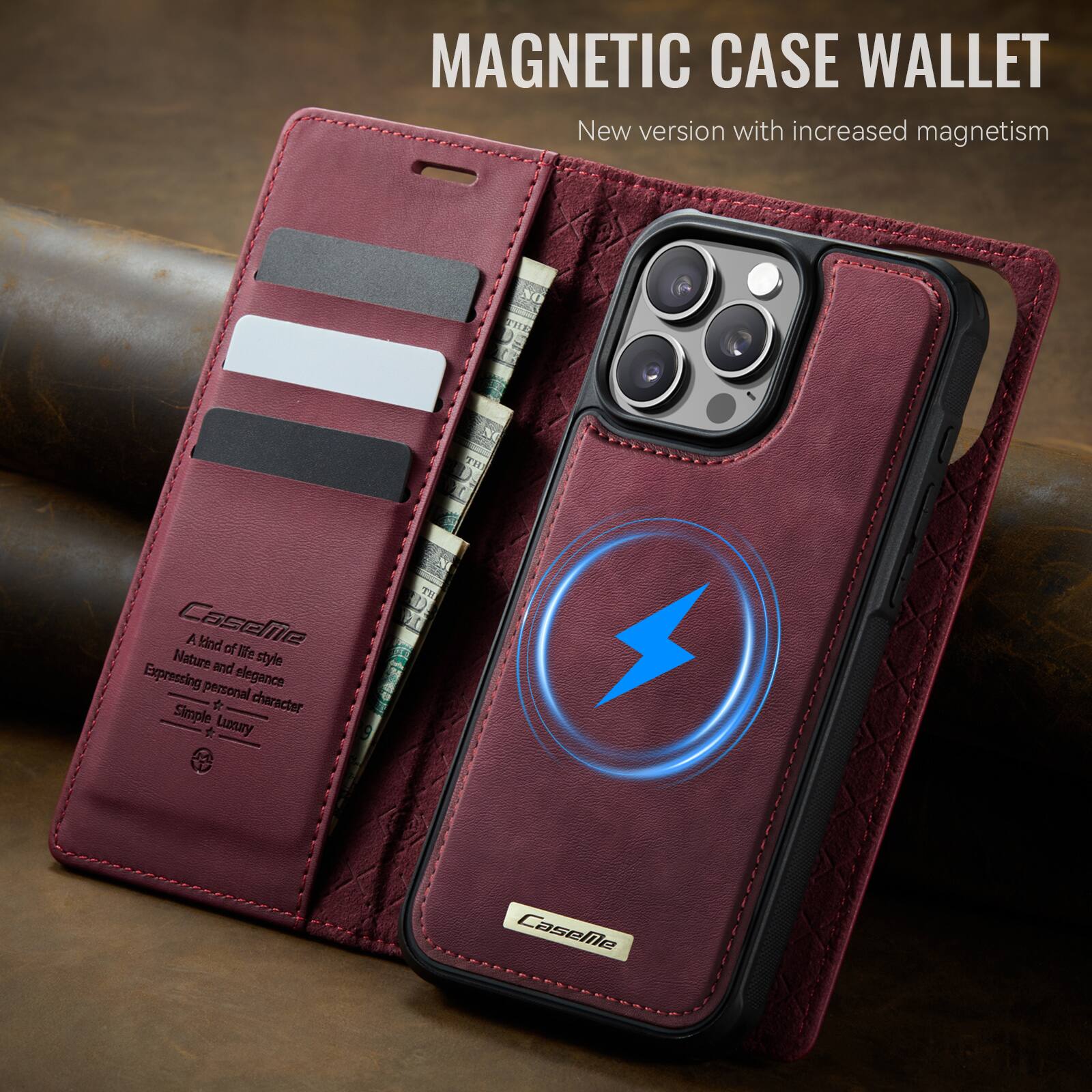 MAGNETIC CASE WALLET  
New version with increased magnetism  

A kind of Nature Ize style and Expressing personal elegance  
Simple character  

Caselle  
A bond of life style  
Nature and elegance  
Expressing personal character  
Simple Luxury