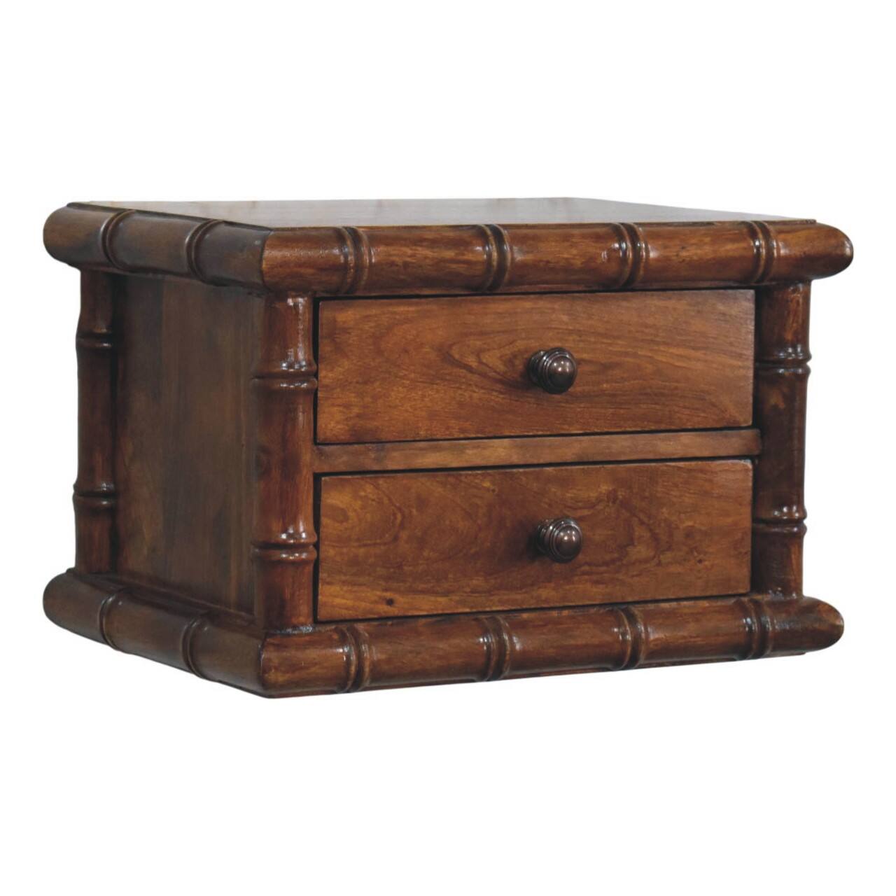 Left. Artisan Furniture - Artisan Furniture Solid Wood Bamboo Two Drawer Wall-Mounted Bedside, Brown - Brown.