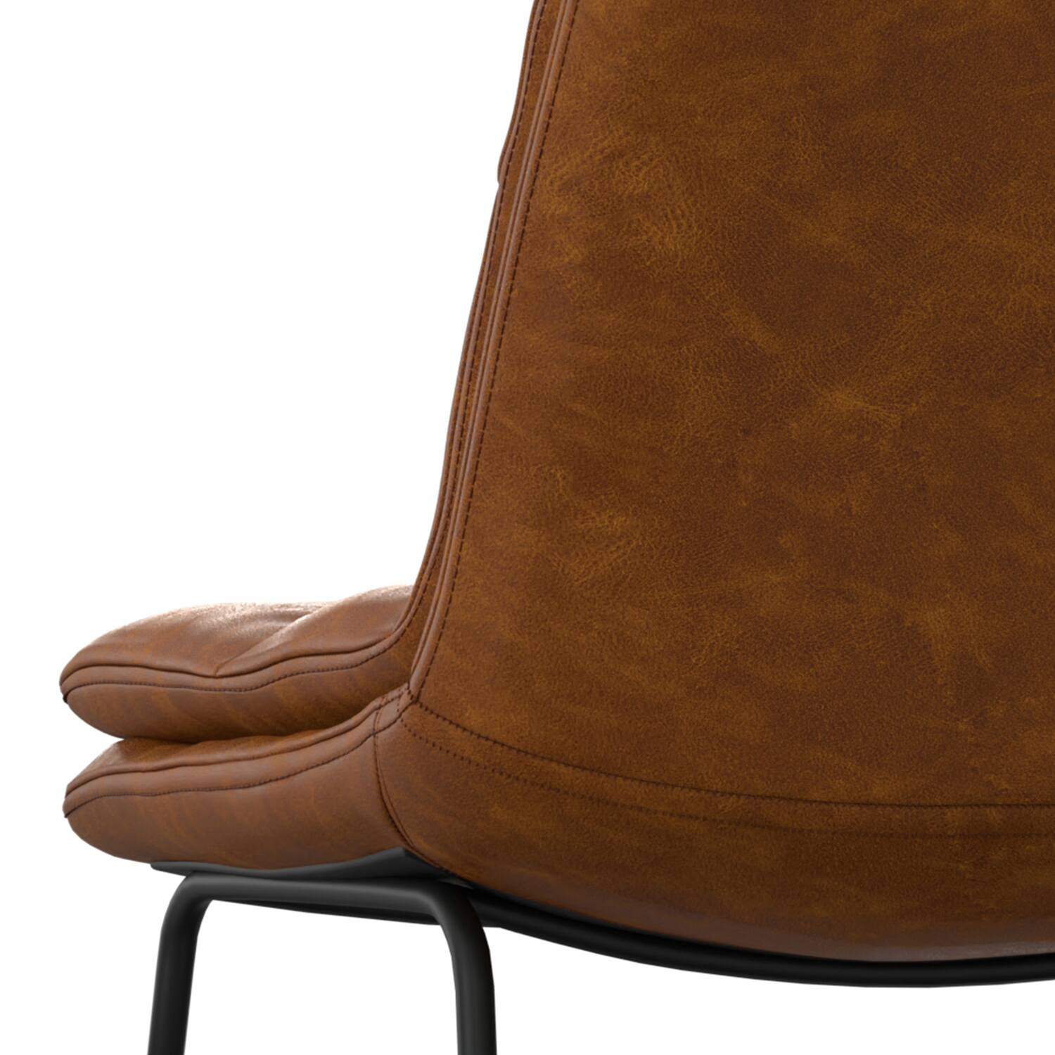 Alt View 5. Simpli Home - Danika Mid Century Modern Counter Height stool (Set of 2) in Camel Brown Vegan Faux Leather - Camel Brown.