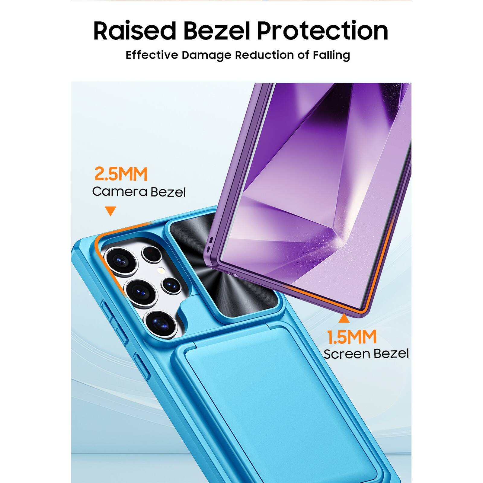 Raised Bezel Protection  
Effective Damage Reduction of Falling  

2.5MM Camera Bezel  
1.5MM Screen Bezel