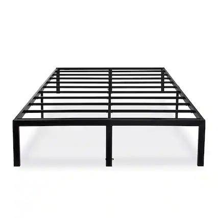 Front. Hivvago - Full size Heavy Duty Black Metal Platform Bed Frame - Black.