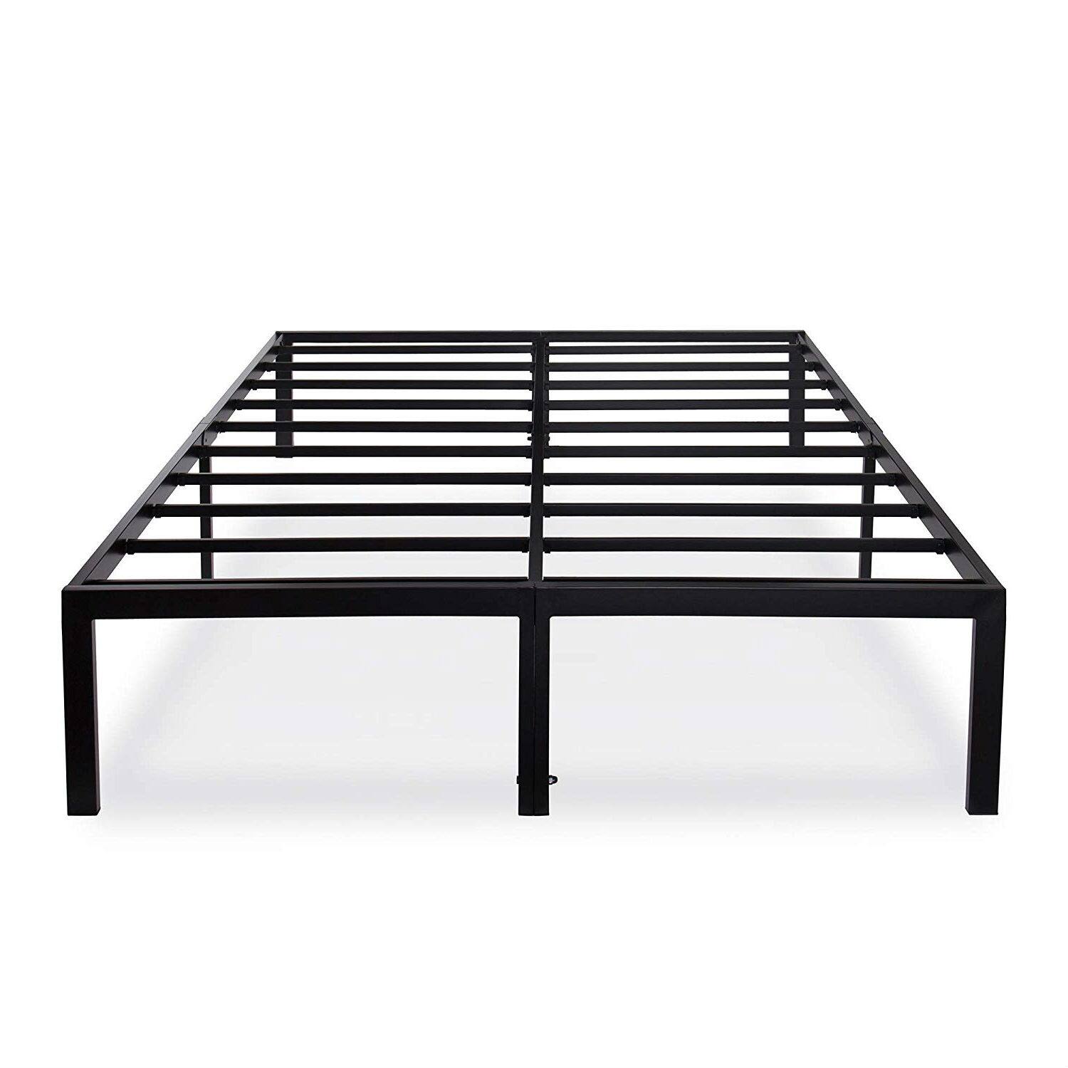 Front. Hivvago - Full size Heavy Duty Black Metal Platform Bed Frame - Black.