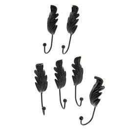 TX USA Corporation - Metal Feather Wall Hook Set of 6 - Black