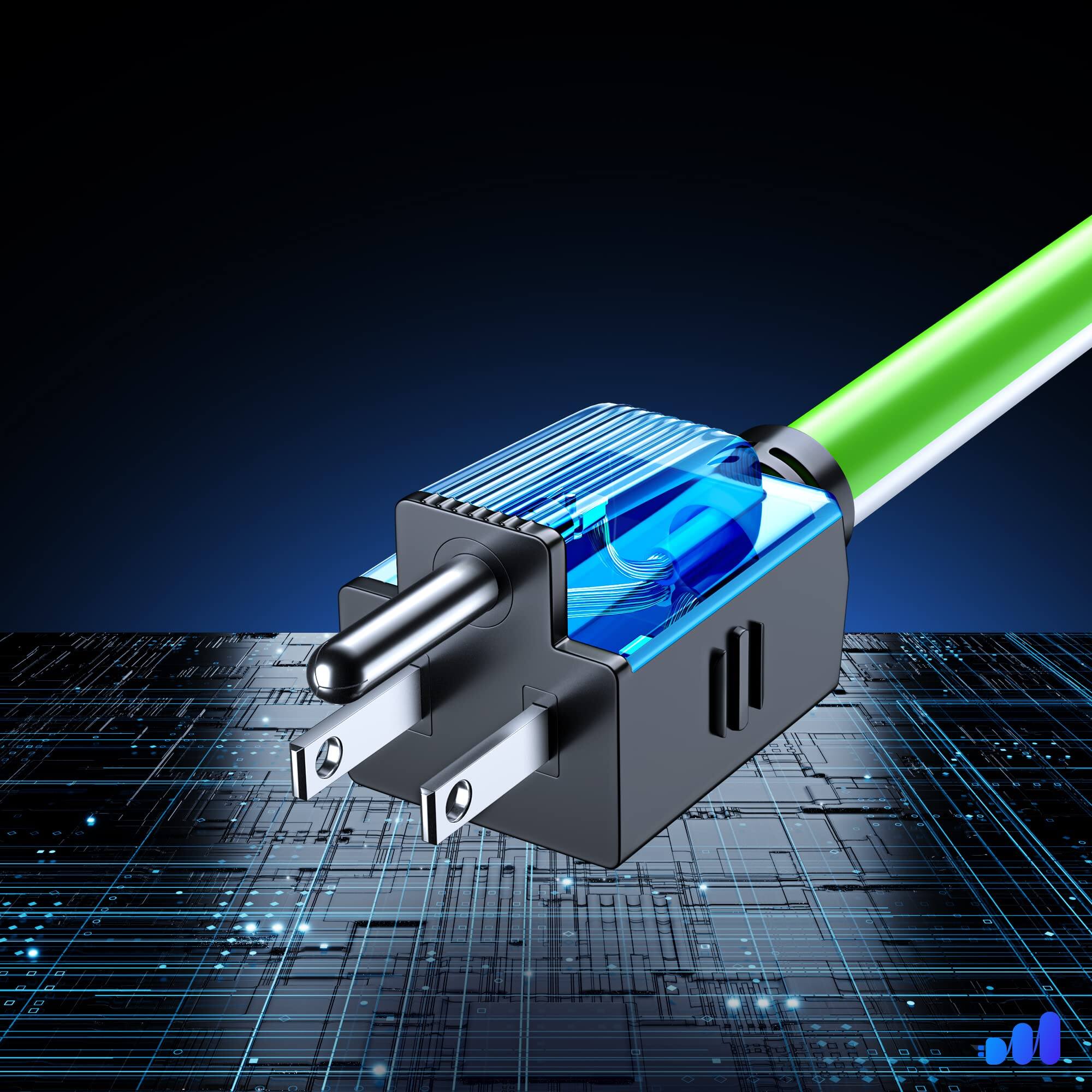 Alt View 3. Maximm - Extension Cord 10 ft, SJTW Extension Cord with Multiple Outlets, 16 Gauge ETL Listed - Black, White and Green.