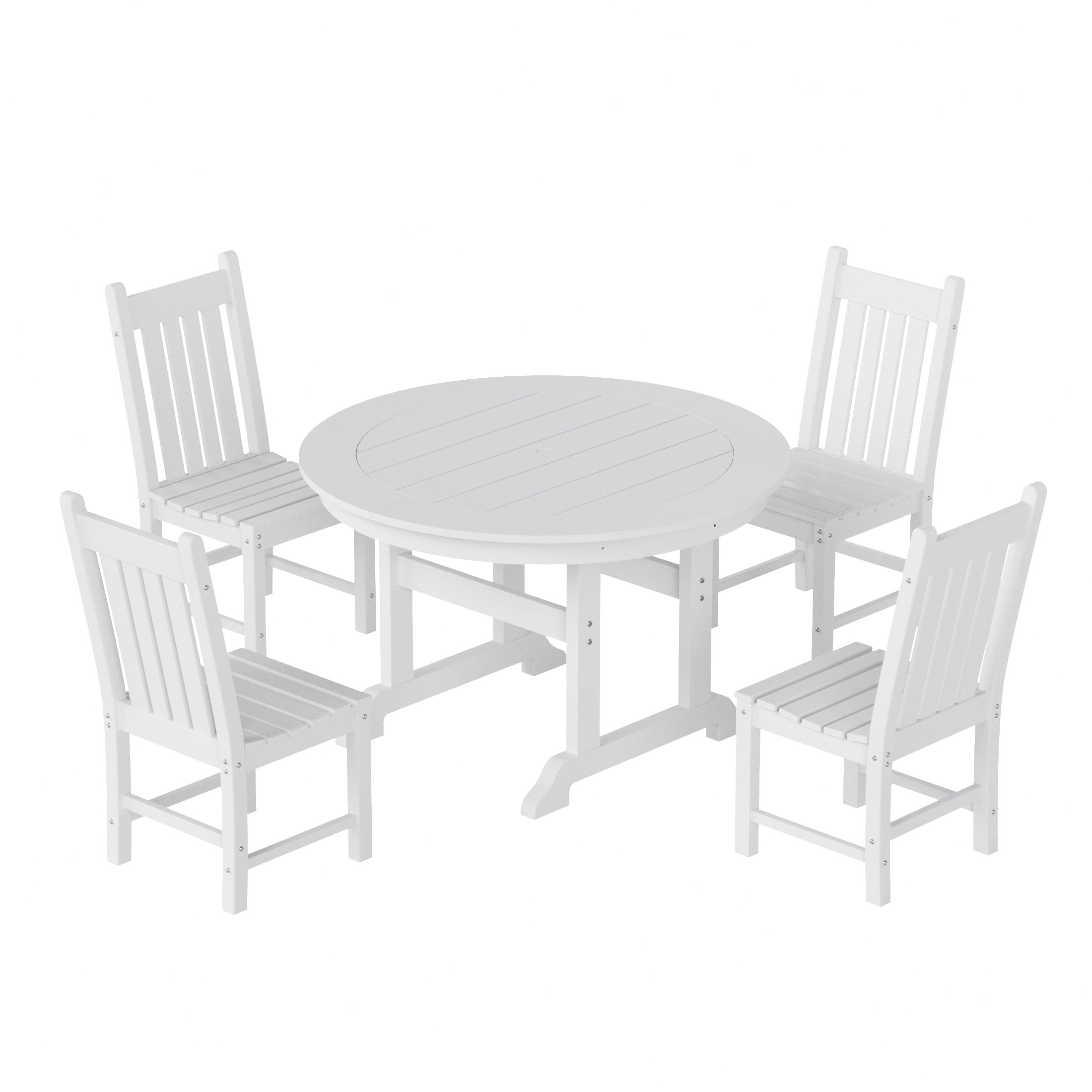 WestinTrends - Malibu 5 Piece Outdoor Patio Dining Set Outdoor Round Table and Chair Set - White