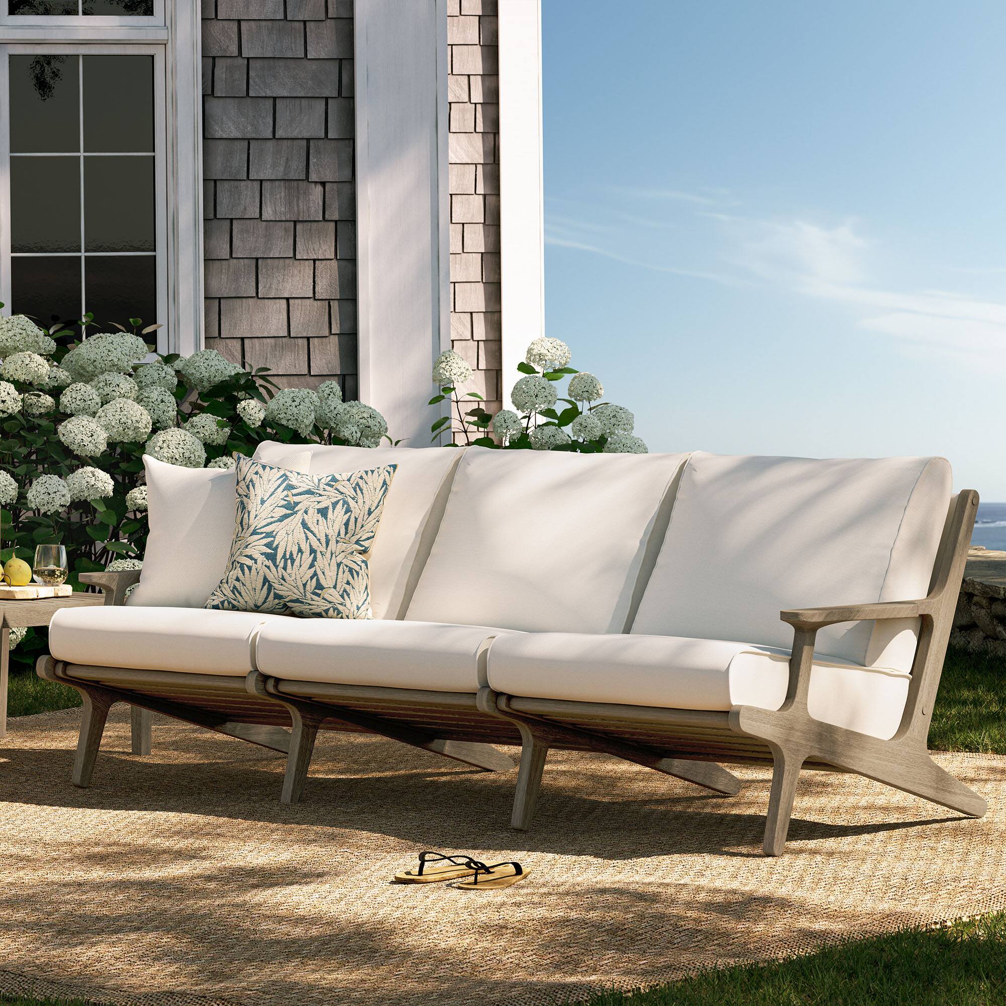 Alt View 7. Modway - Saratoga Outdoor Patio Teak Sofa by Modway - Weathered Gray White.