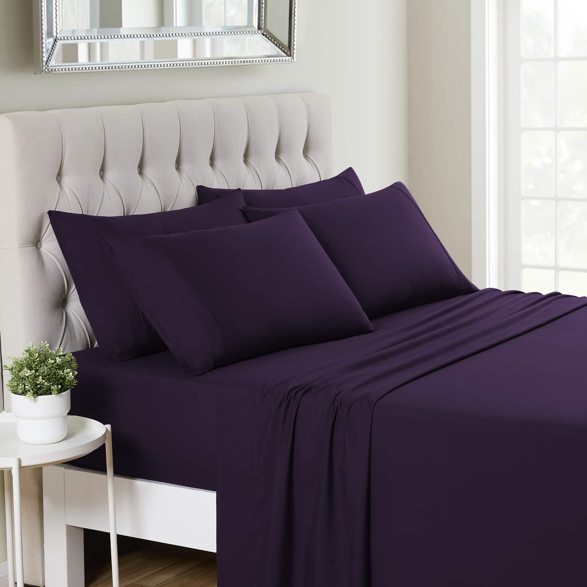 Sweet Home Collection - Deluxe Microfiber Sheet Set with Bonus Pillowcases, Ultra Soft 1500 Series, Twin XL - Purple