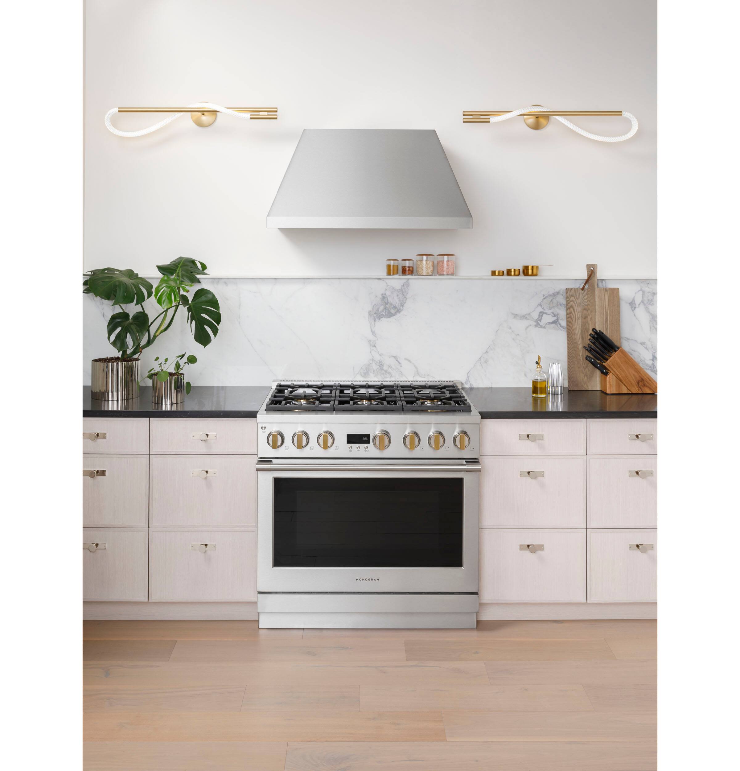 Alt View 8. Monogram - 5.7 Cu. Ft. Freestanding Dual Fuel Convection Range with Self-Clean and 4 Burners - Stainless Steel.