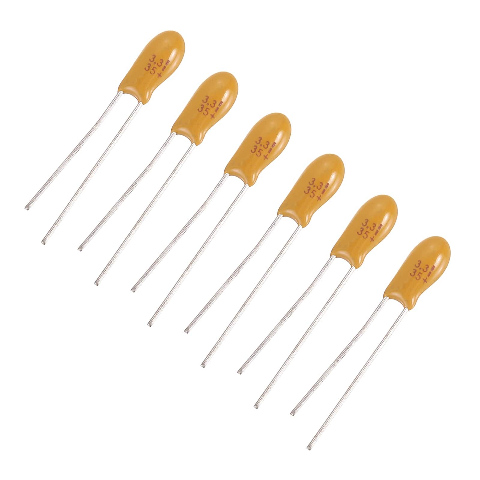 Unique Bargains - Tantalum Capacitor 3.3uF 35V Yellow Radial Dipped, for Circuit Boards/DIY/Computer, 6pcs - Orange price history on PriceWatchPro