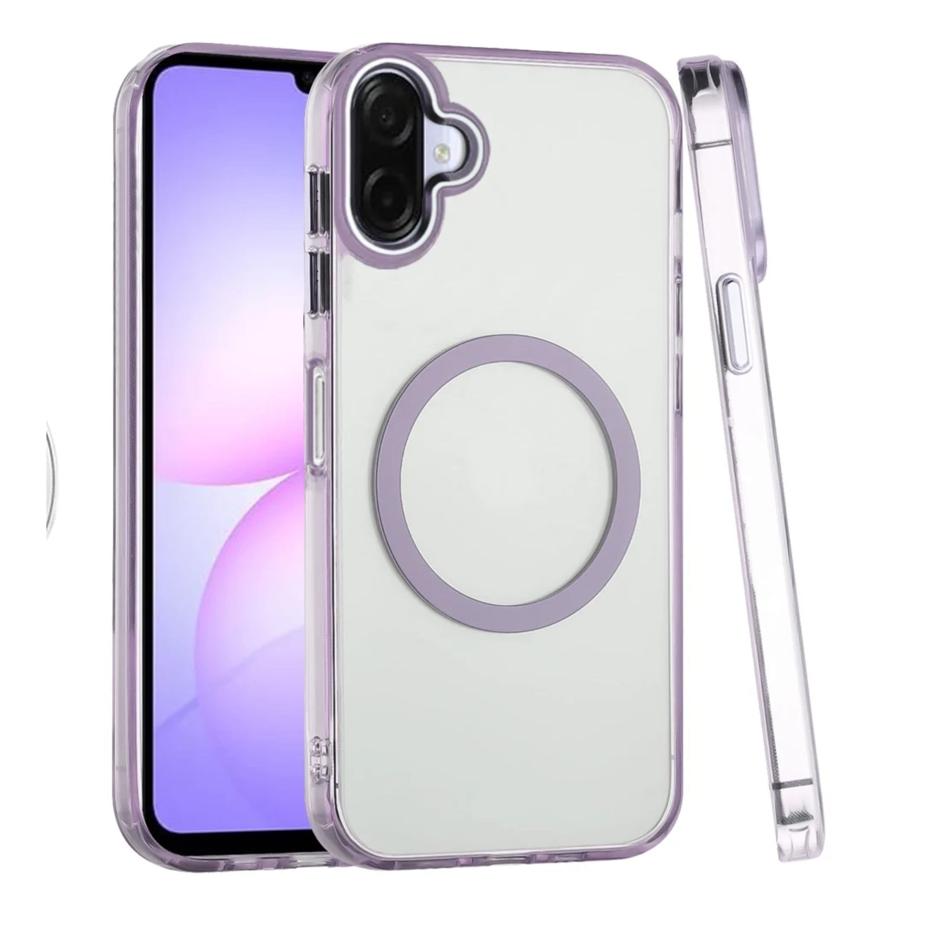 Kitcheniva - Trans-Clear Metal Buttons Raised Camera Bezel Phone Case With Tempered Glass For Samsung Galaxy A07 - Light Purple price history on PriceWatchPro