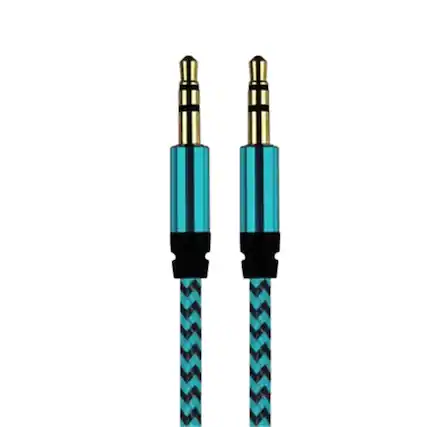 Front. Home Collection - 2pcs Blue 3.5mm AUX Stereo Audio Cable – Male to Male Jack Cord.