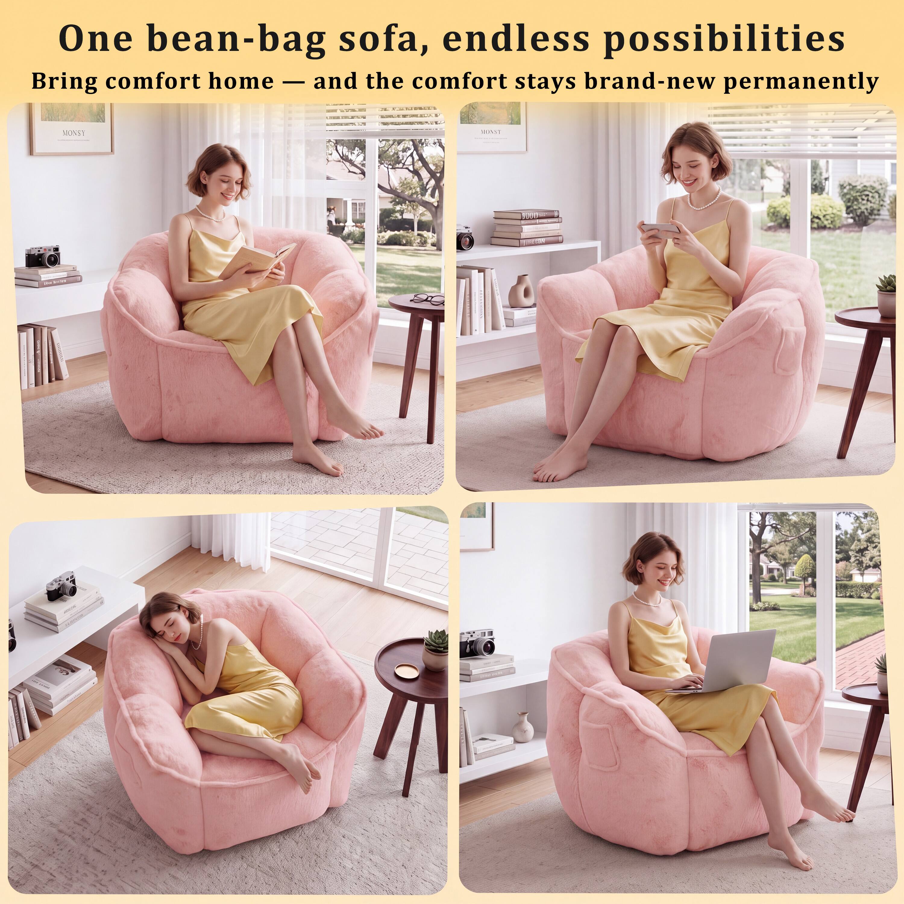 One bean-bag sofa, endless possibilities  
Bring comfort home — and the comfort stays brand-new permanently