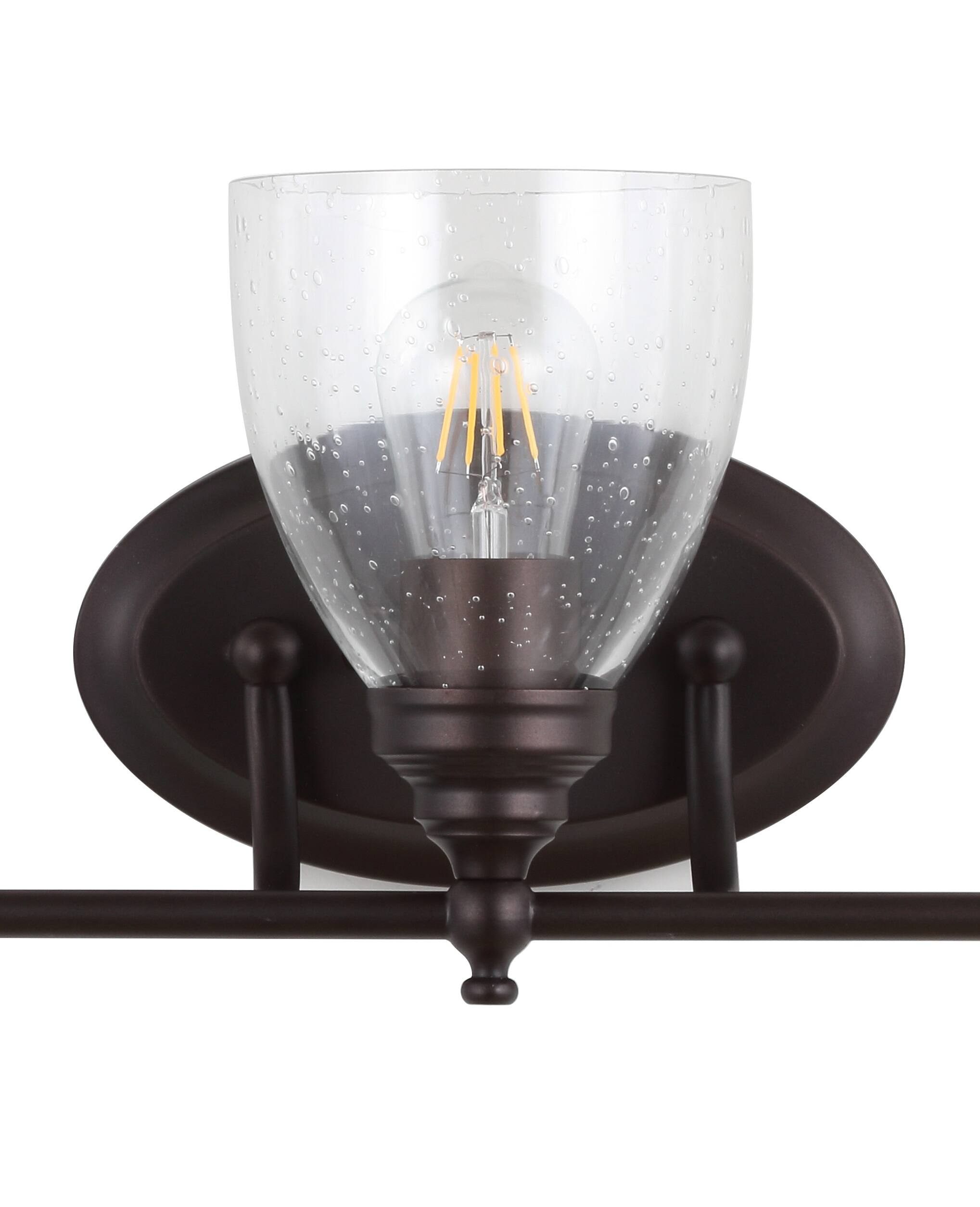 Alt View 5. Jonathan Y - Marais 22.5" 3-Light Metal/Glass LED Vanity, Oil Rubbed Bronze - Oil Rubbed Bronze.