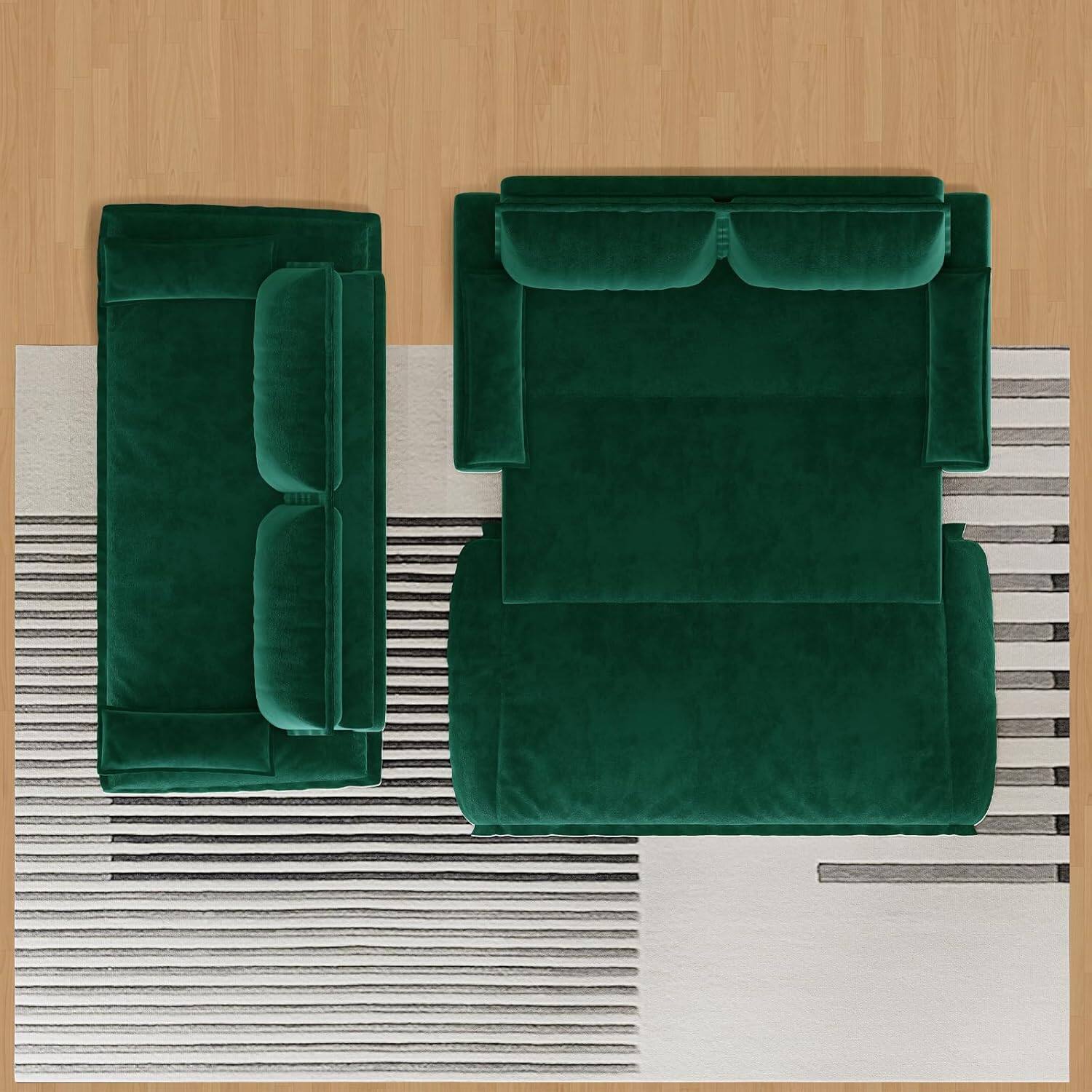 Alt View 5. Trinkets Crazed - 73.2" Queen Size Sofa Bed, 3 in 1 Convertible Pull Out Sleeper Sofa with Thicked Cushions and Side Storage - green.