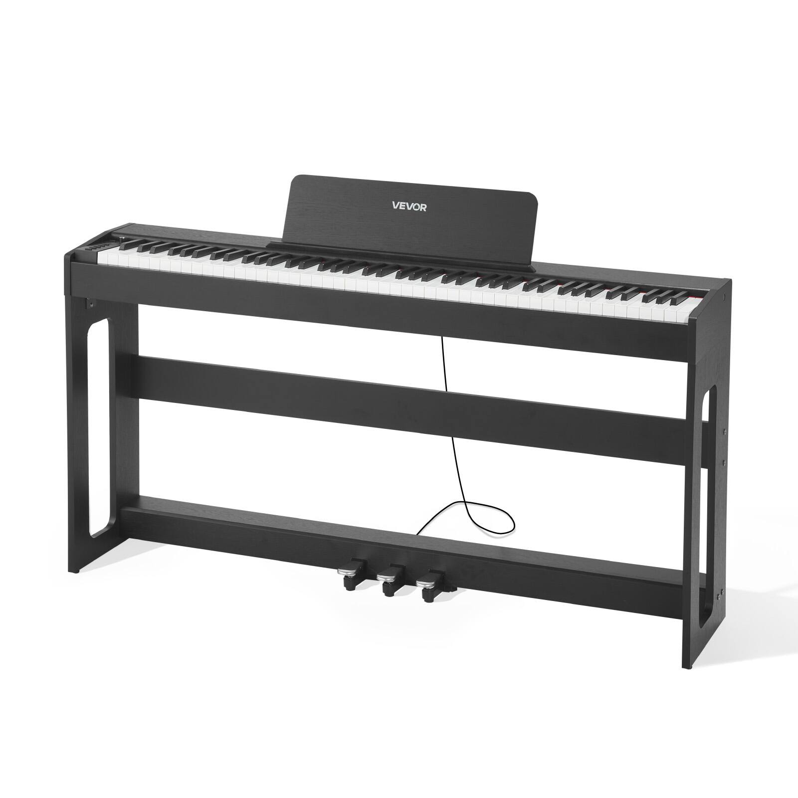 Alt View 5. VEVOR - Weighted Digital Piano, 88 Keys Fully Weighted, Electric Piano Keyboard with Furniture Stand, Power Adapter,Triple Pedal - Black.